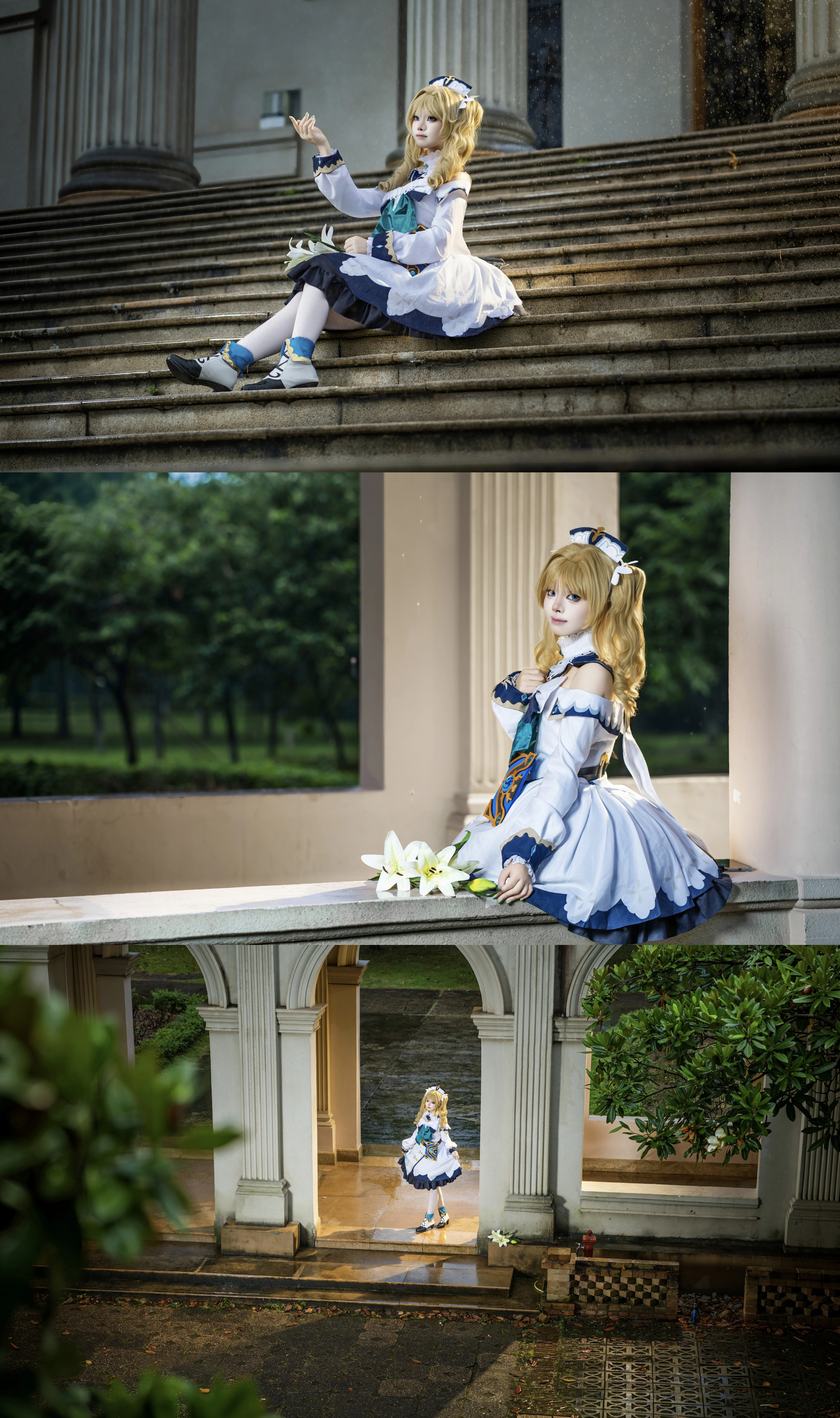 【芭芭拉cos】原神蒙德治愈偶像的雨后长廊写真 - 第 1 张