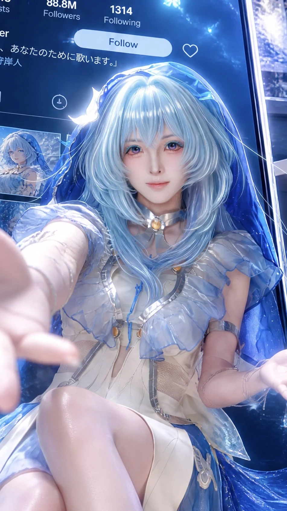 【守岸人cos】重现鸣潮之境，蓝光与水波交织的静谧感