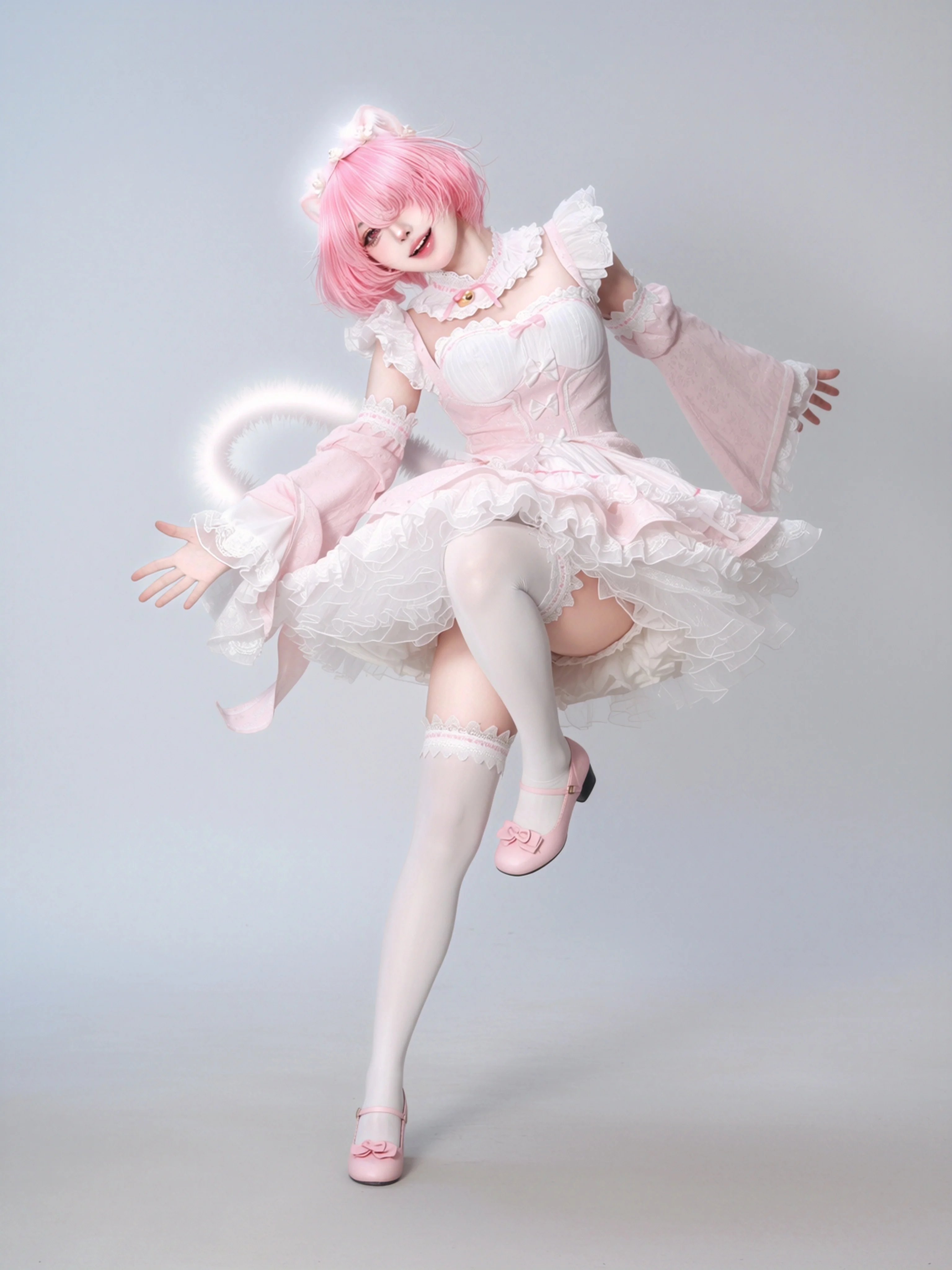 【ラムコスプレ】Re:ゼロから始める異世界生活、ダイナミックなスタジオ撮影で挑むオリジナル衣装記録 - 1 枚目
