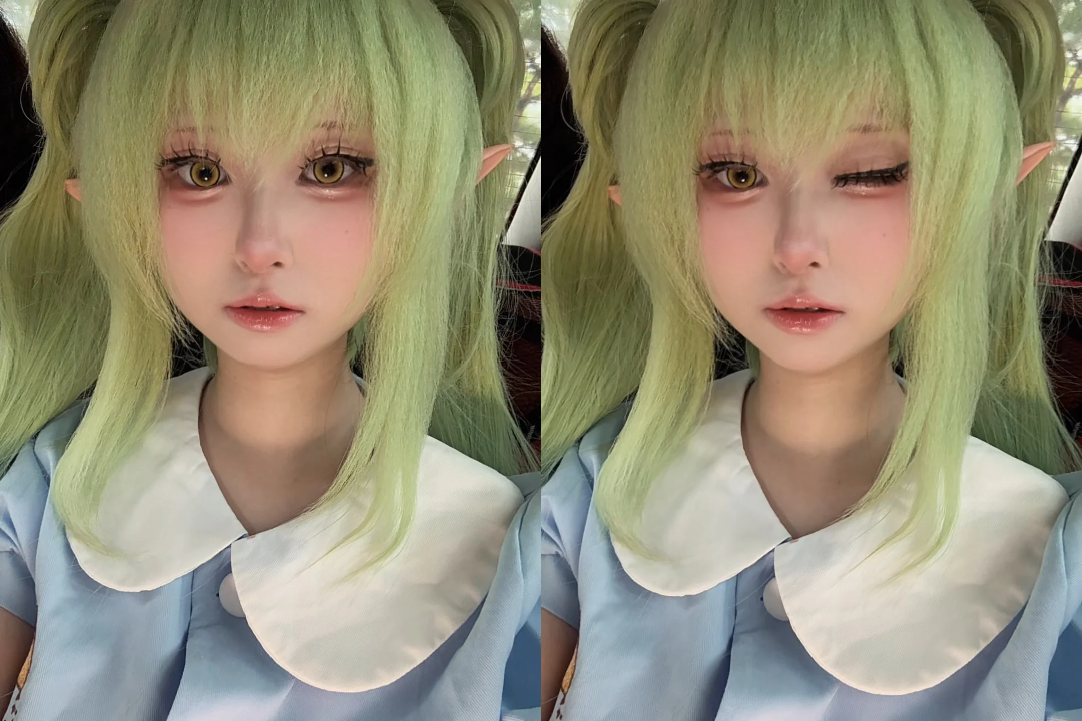 【铁道双子cos】蔚蓝档案雌小鬼出没，双马尾与精灵耳的俏皮搭配 - 第 3 张