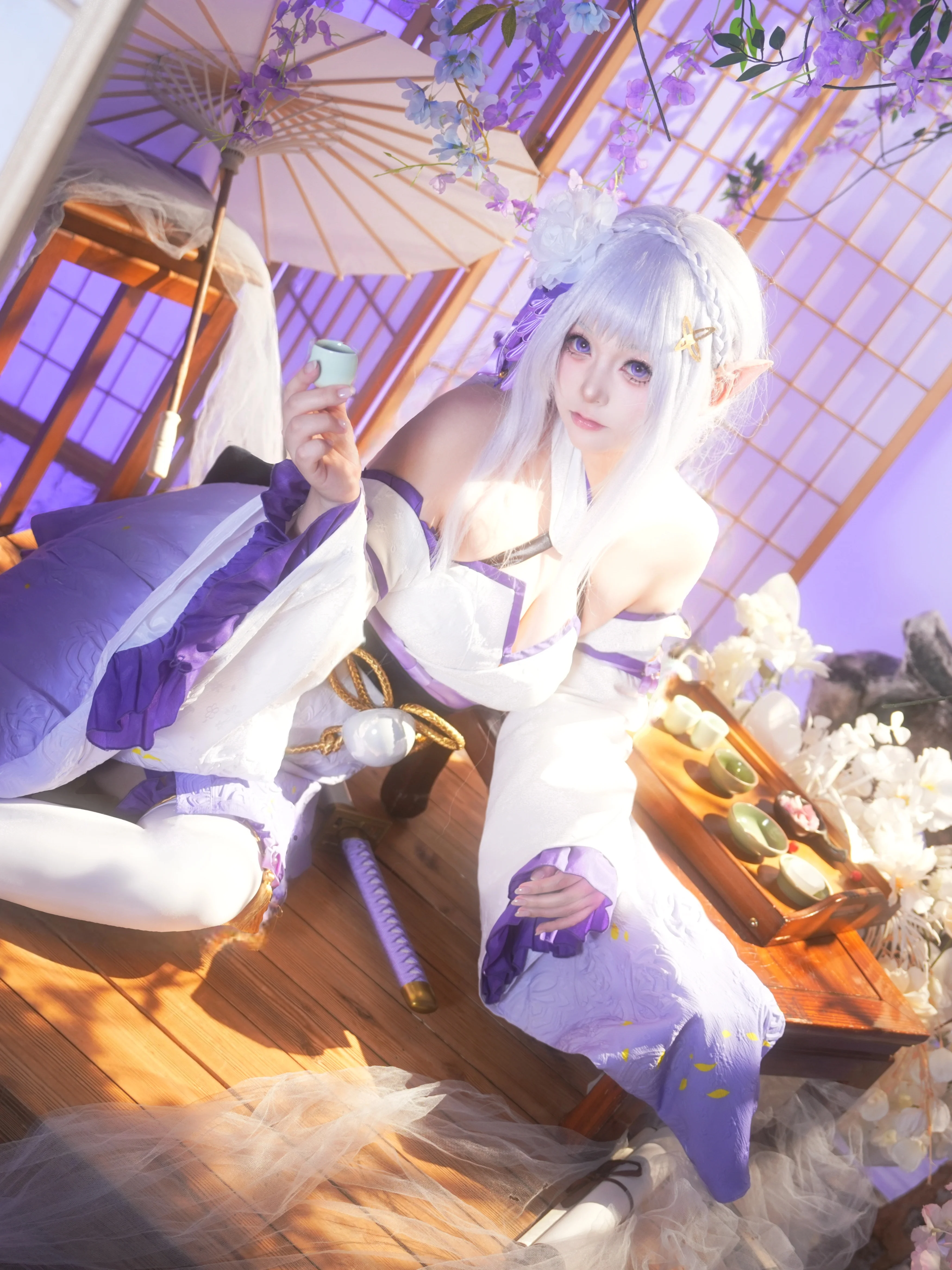 【爱蜜莉雅cos】从零开始的异世界生活，紫藤花下的精灵少女 - 第 1 张
