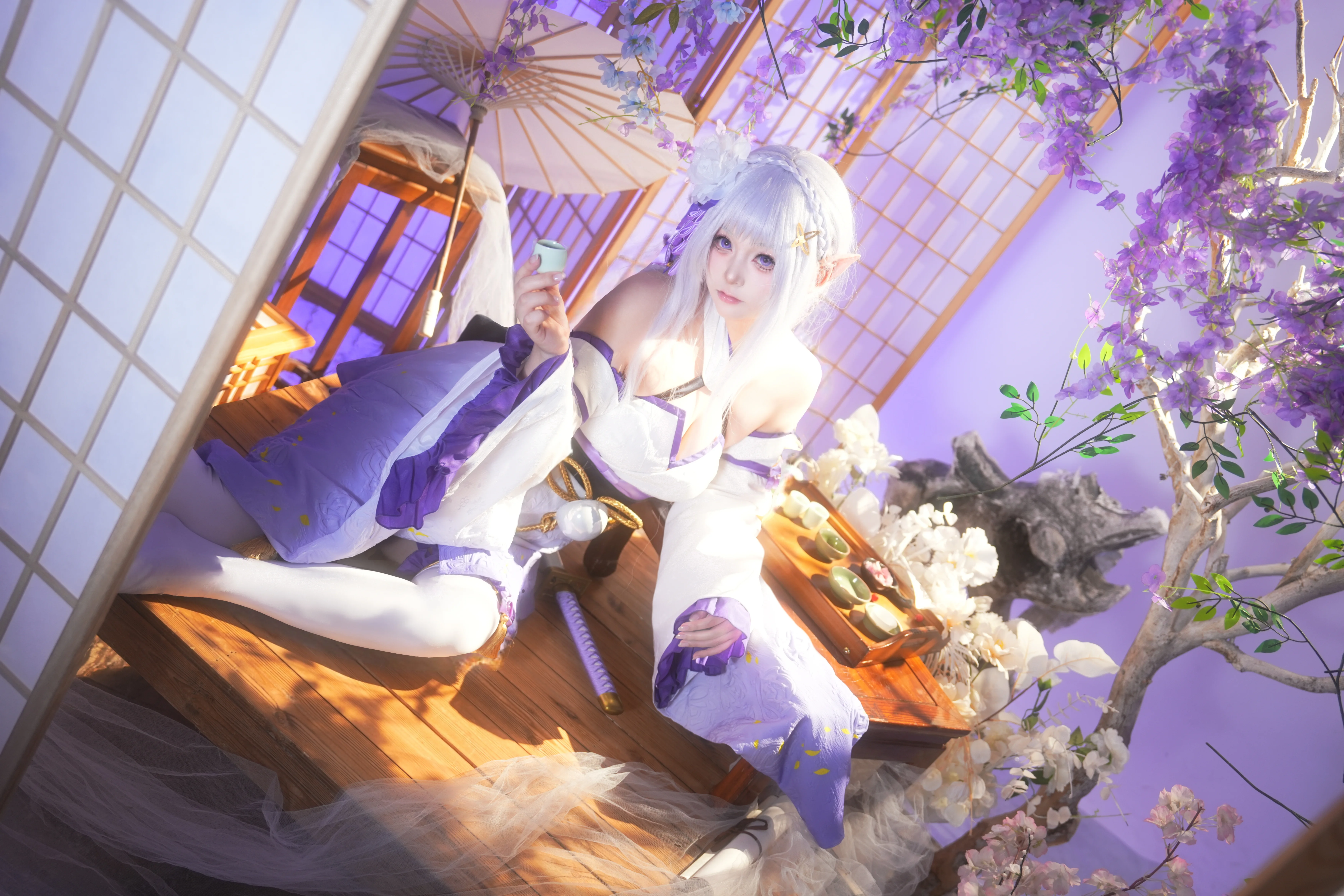【爱蜜莉雅cos】从零开始的异世界生活，紫藤花下的精灵少女 - 第 2 张