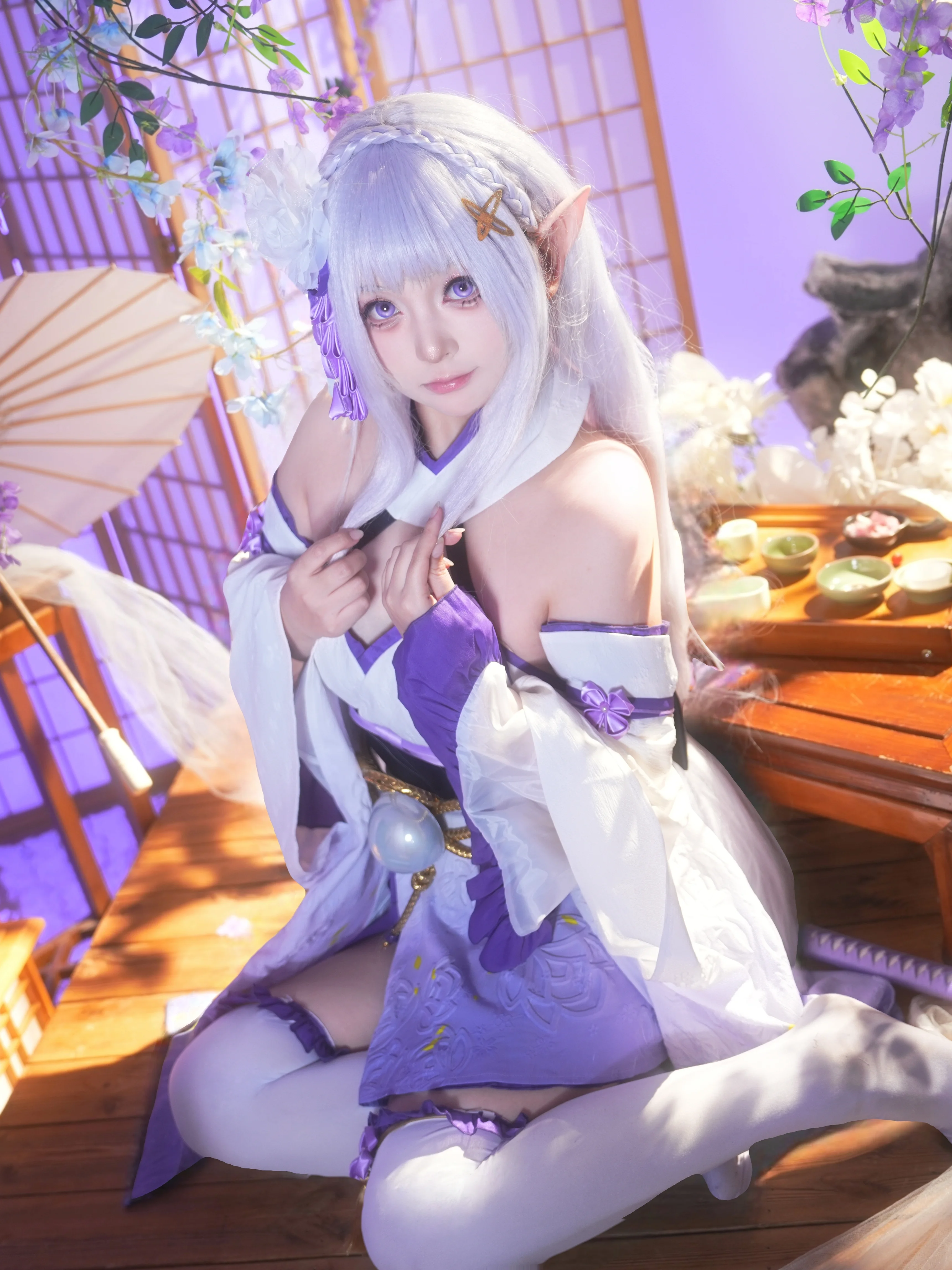 【爱蜜莉雅cos】从零开始的异世界生活，紫藤花下的精灵少女