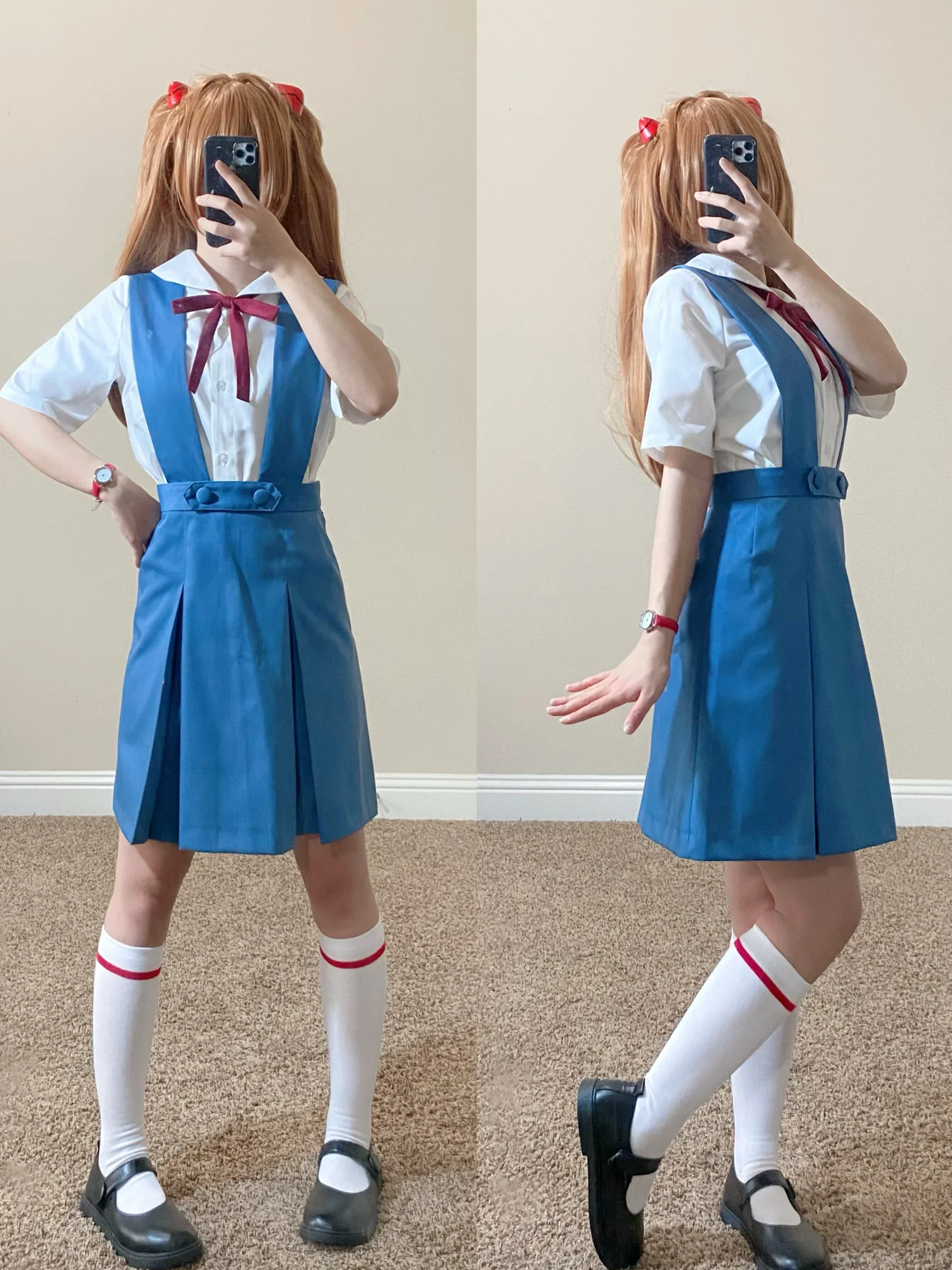 【明日香cos】新世纪福音战士校服试穿，刘海修到颧骨的纠结历程
