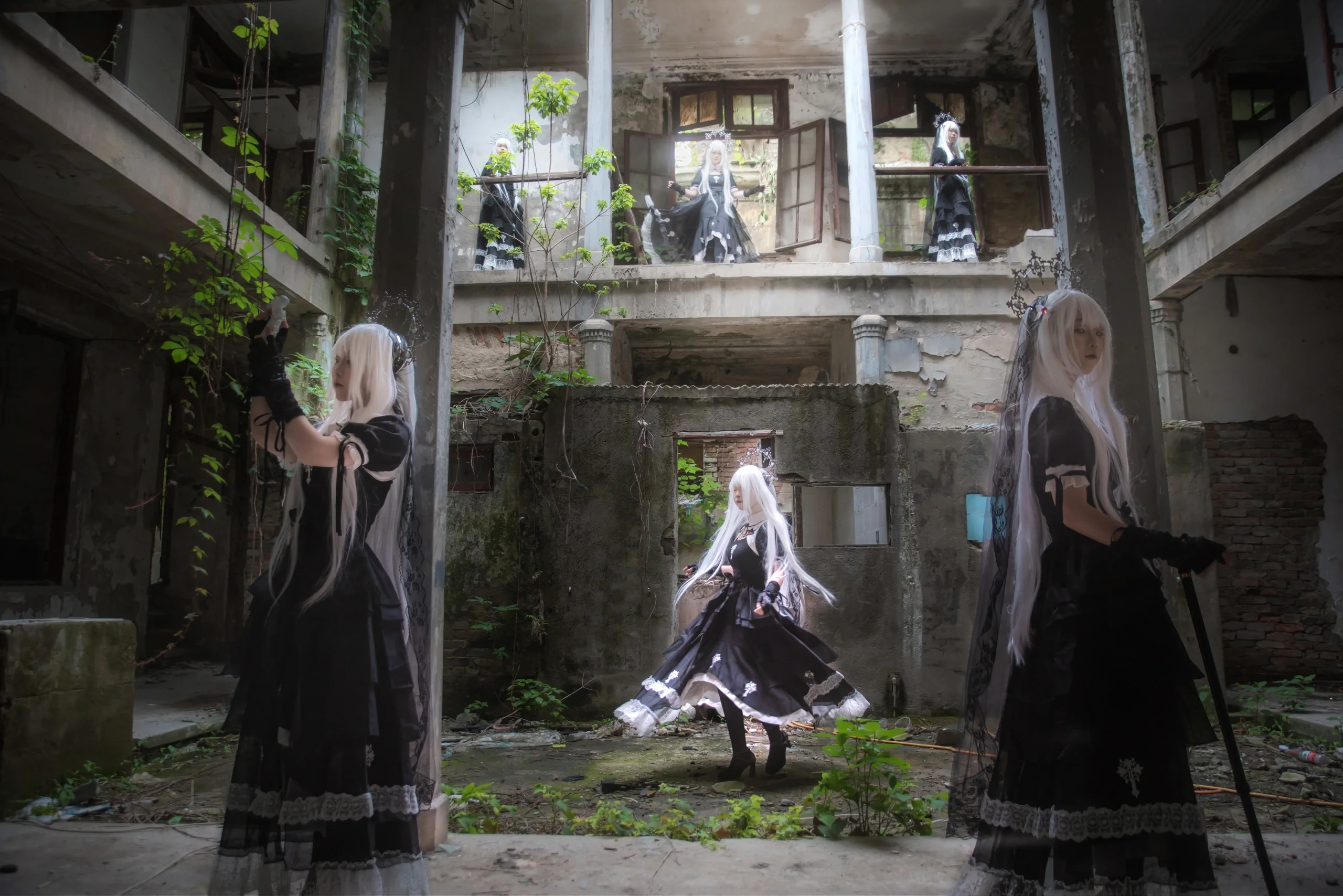 【哥特lolita】废墟里的亡灵祷告，黑白光影中的静谧仪式 - 第 4 张