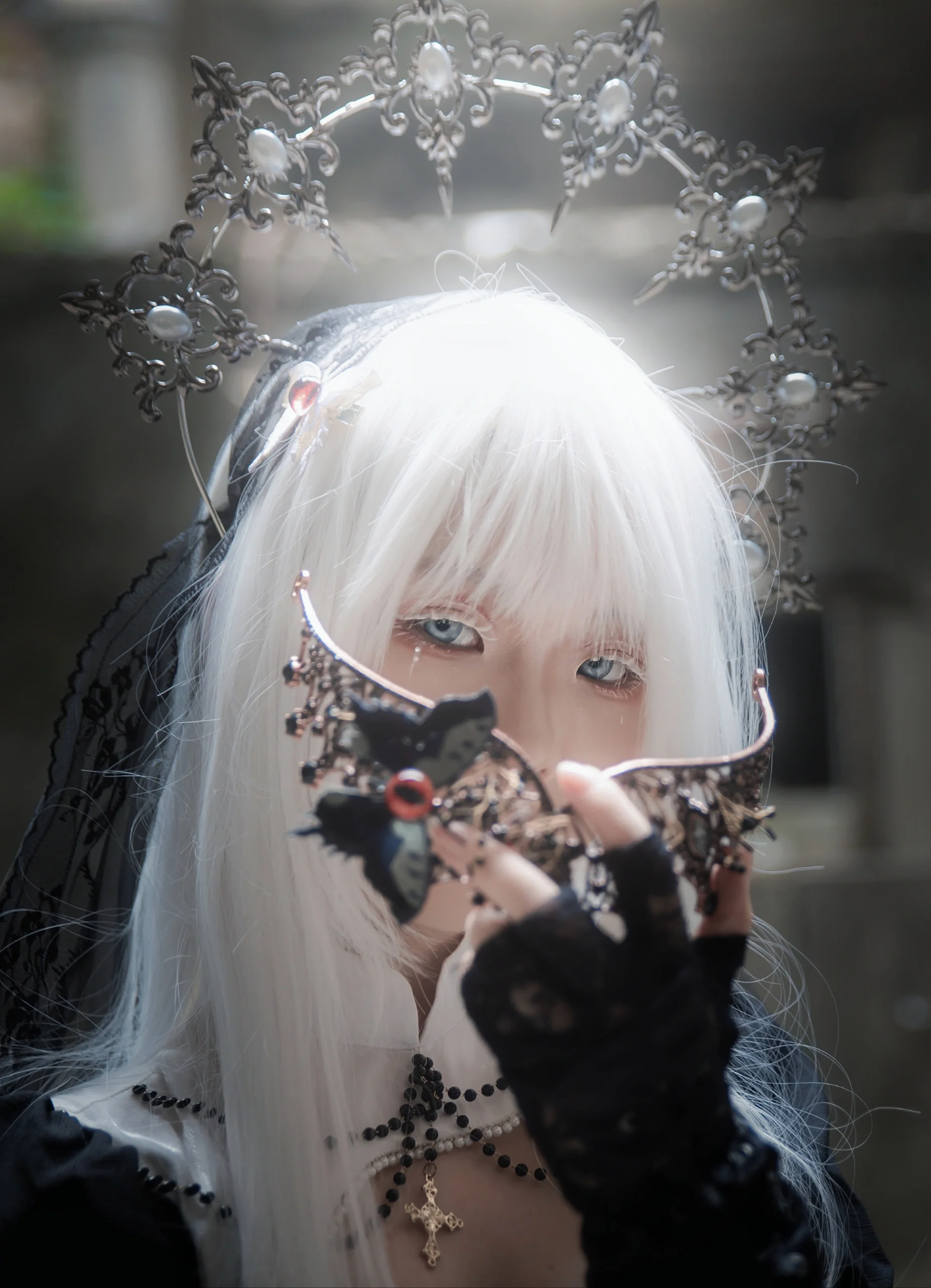 【哥特lolita】废墟里的亡灵祷告，黑白光影中的静谧仪式 - 第 6 张