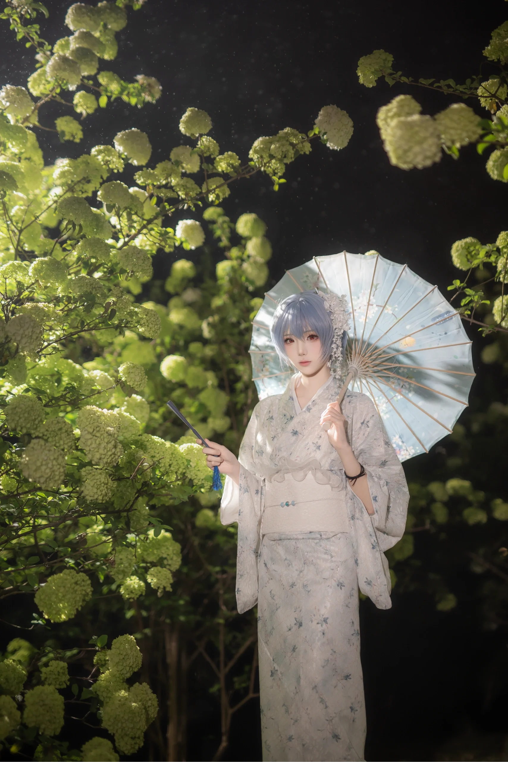 【绫波丽cos】雨夜虎溪，和服绣球与EVA的静谧 - 第 5 张