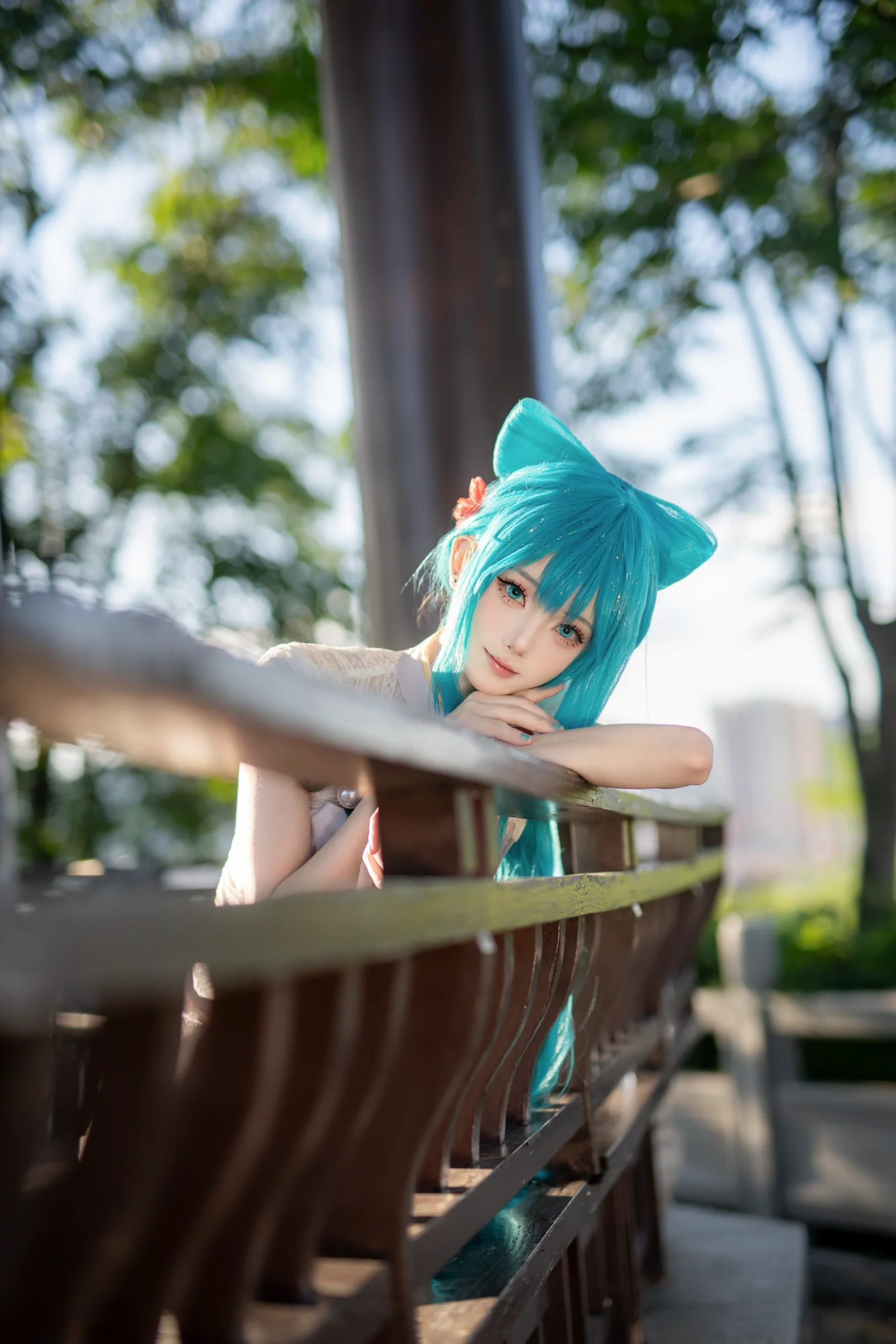【初音未来cos】重庆大学校园里的荷花池和竹林，轻松拍出夏日仙气感 - 第 3 张