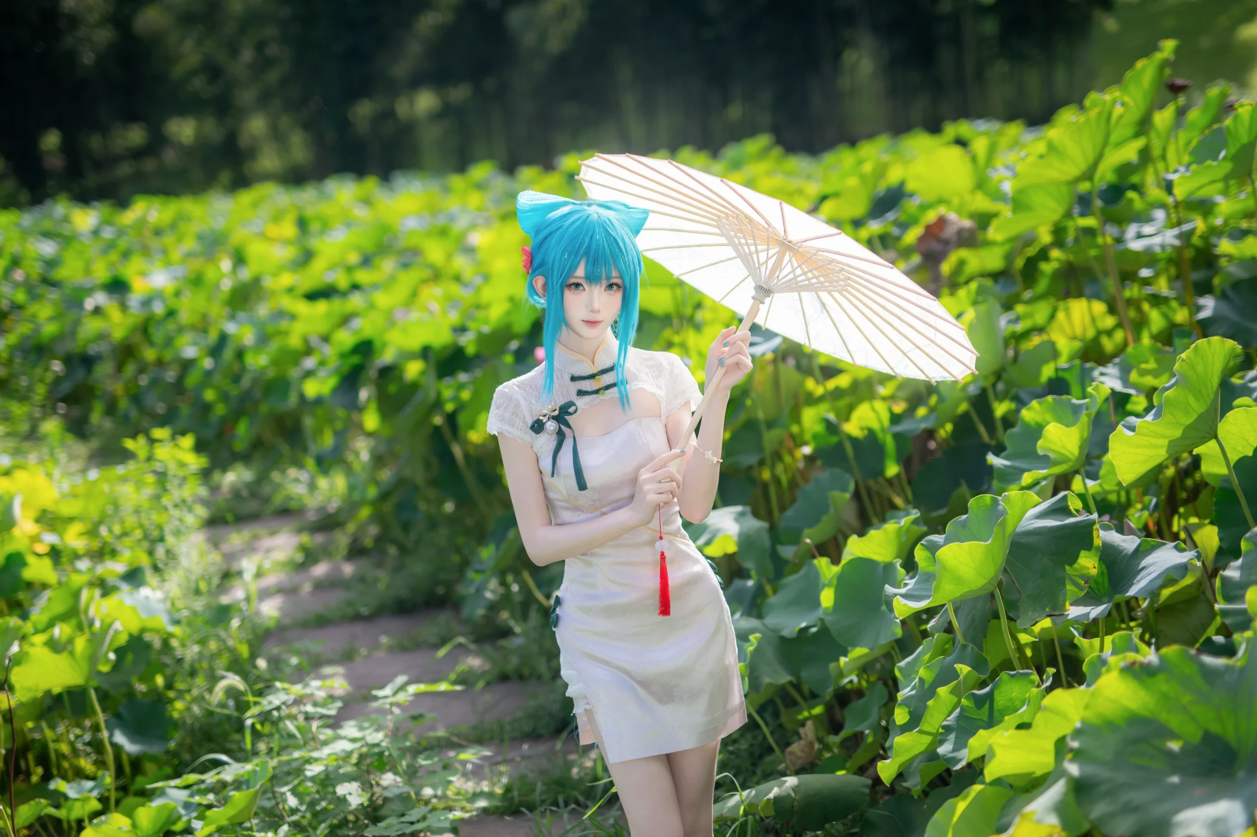 【初音未来cos】重庆大学校园里的荷花池和竹林，轻松拍出夏日仙气感 - 第 4 张