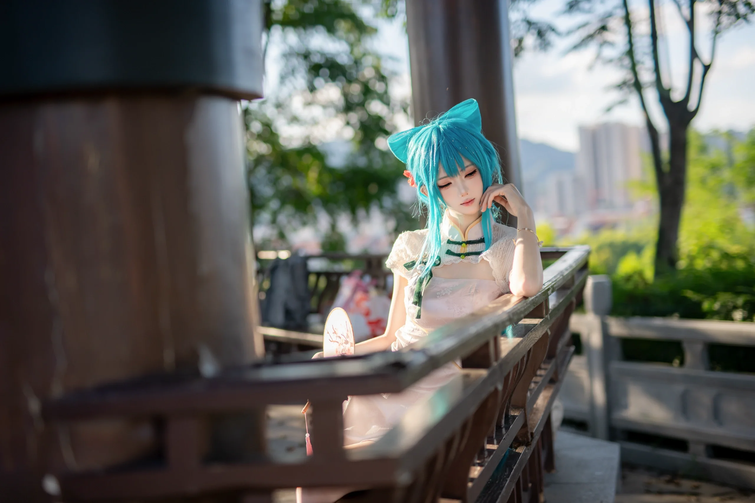 【初音未来cos】重庆大学校园里的荷花池和竹林，轻松拍出夏日仙气感 - 第 7 张