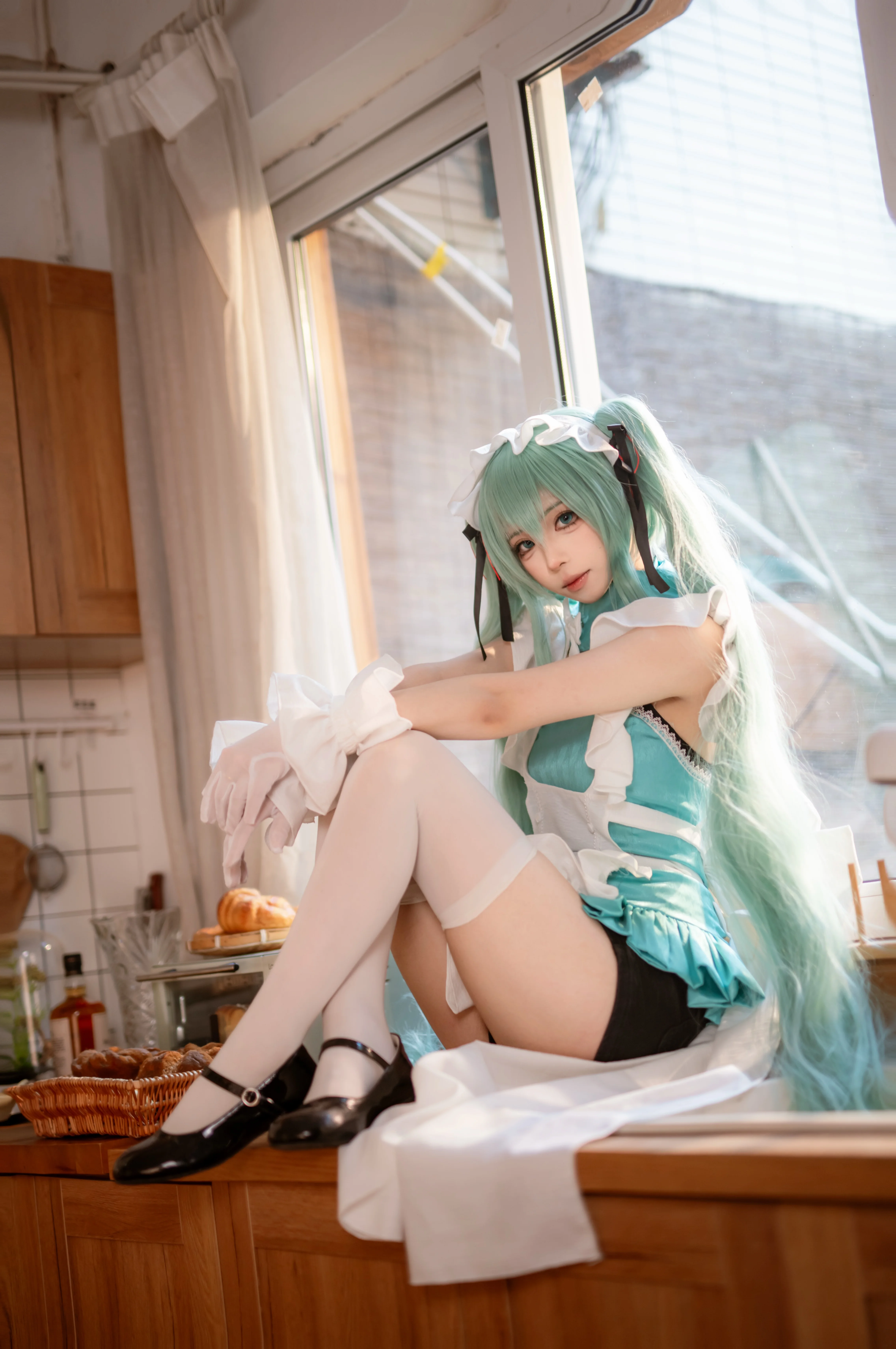 【初音未来cos】把厨房变成魔法阵，日常女仆初音营业 - 第 1 张