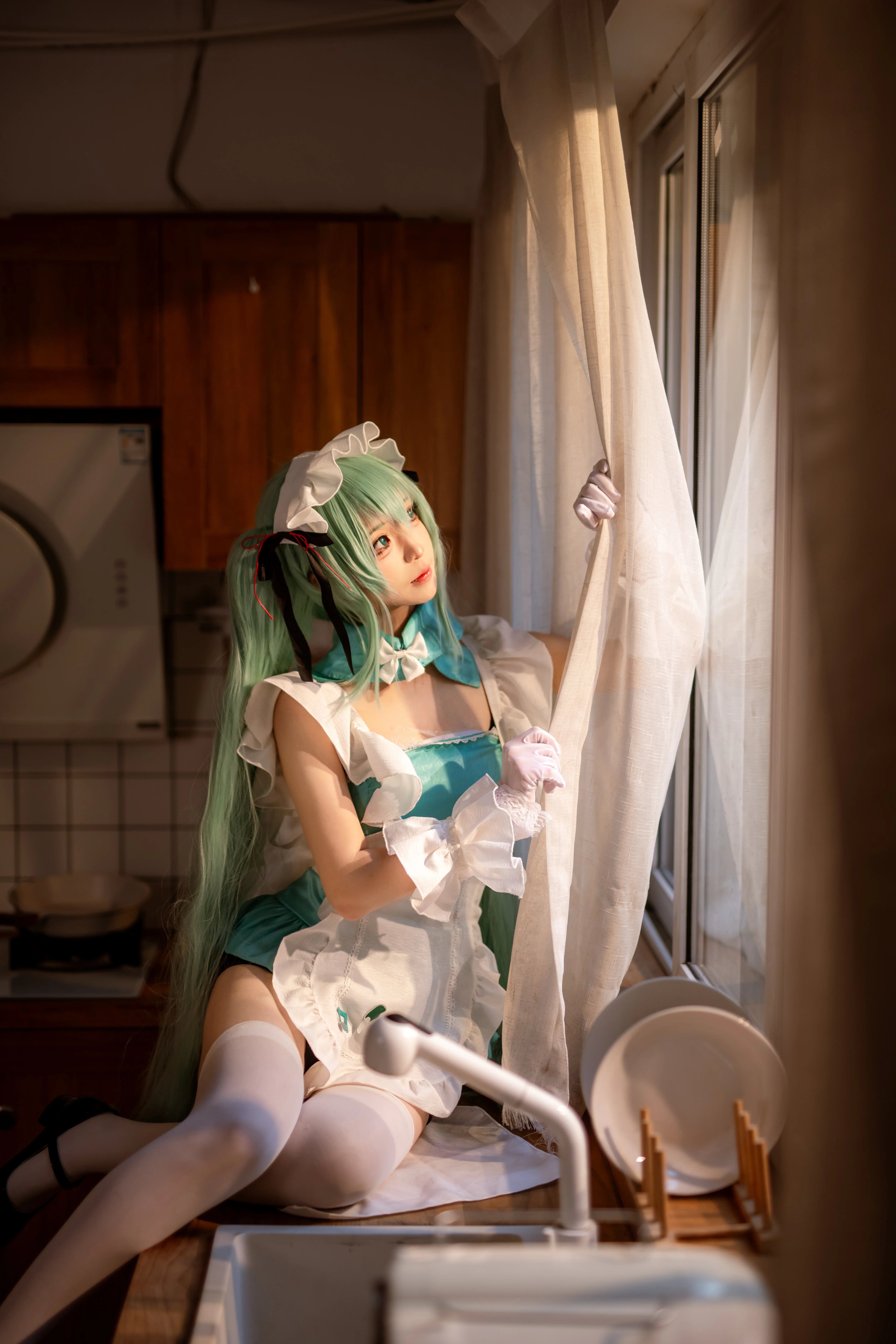 【初音未来cos】把厨房变成魔法阵，日常女仆初音营业 - 第 3 张