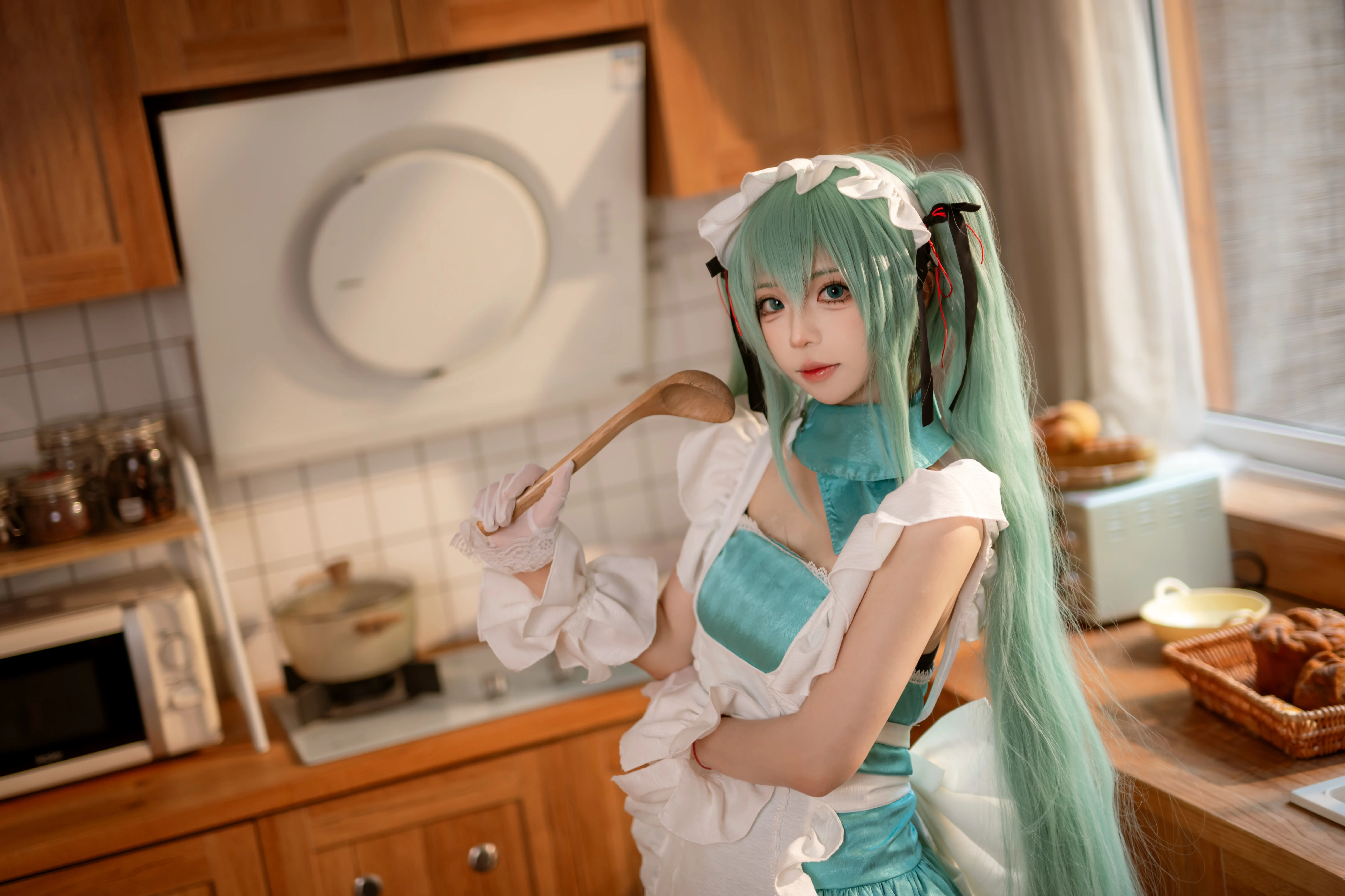 【初音未来cos】把厨房变成魔法阵，日常女仆初音营业 - 第 4 张