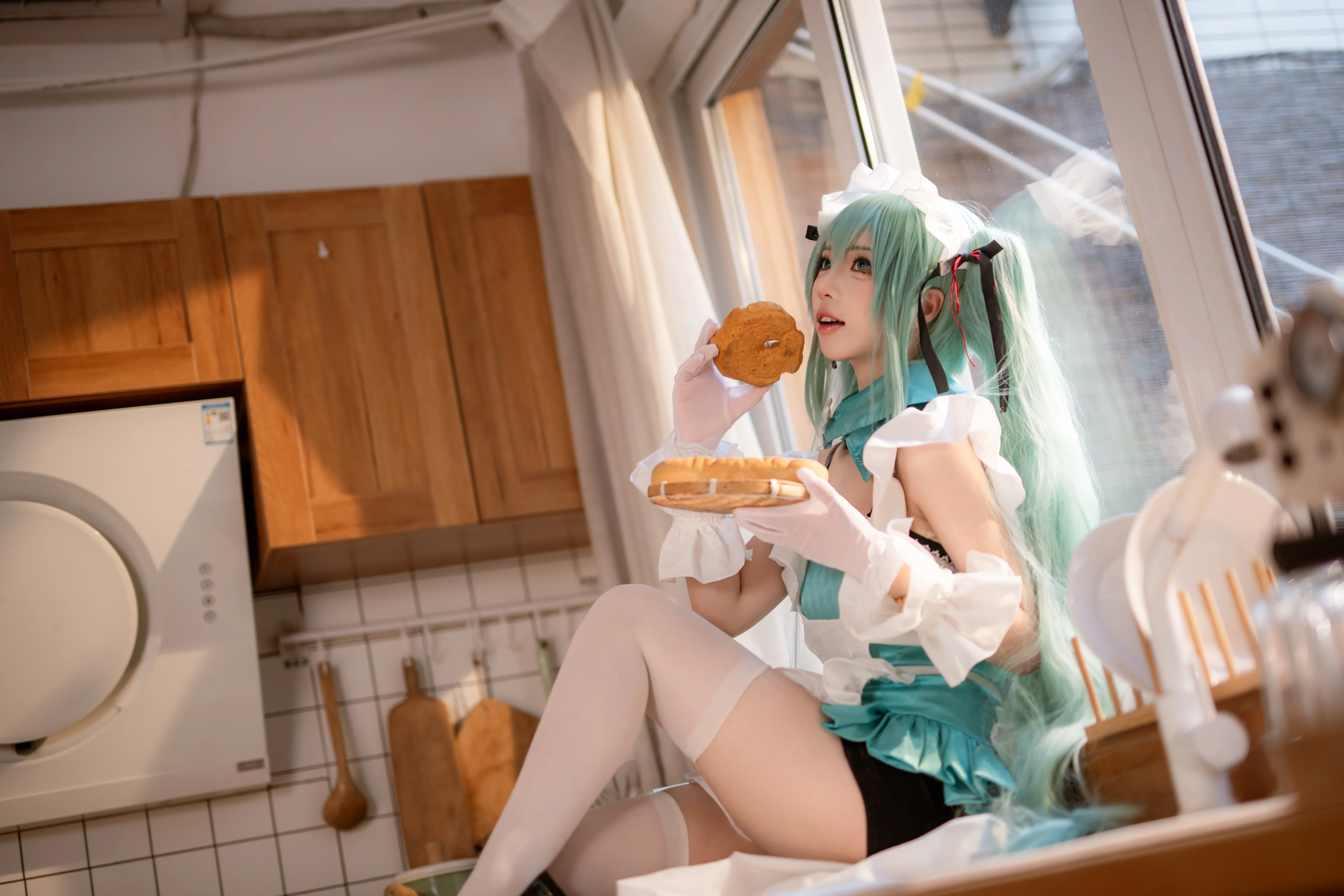 【初音未来cos】把厨房变成魔法阵，日常女仆初音营业 - 第 5 张