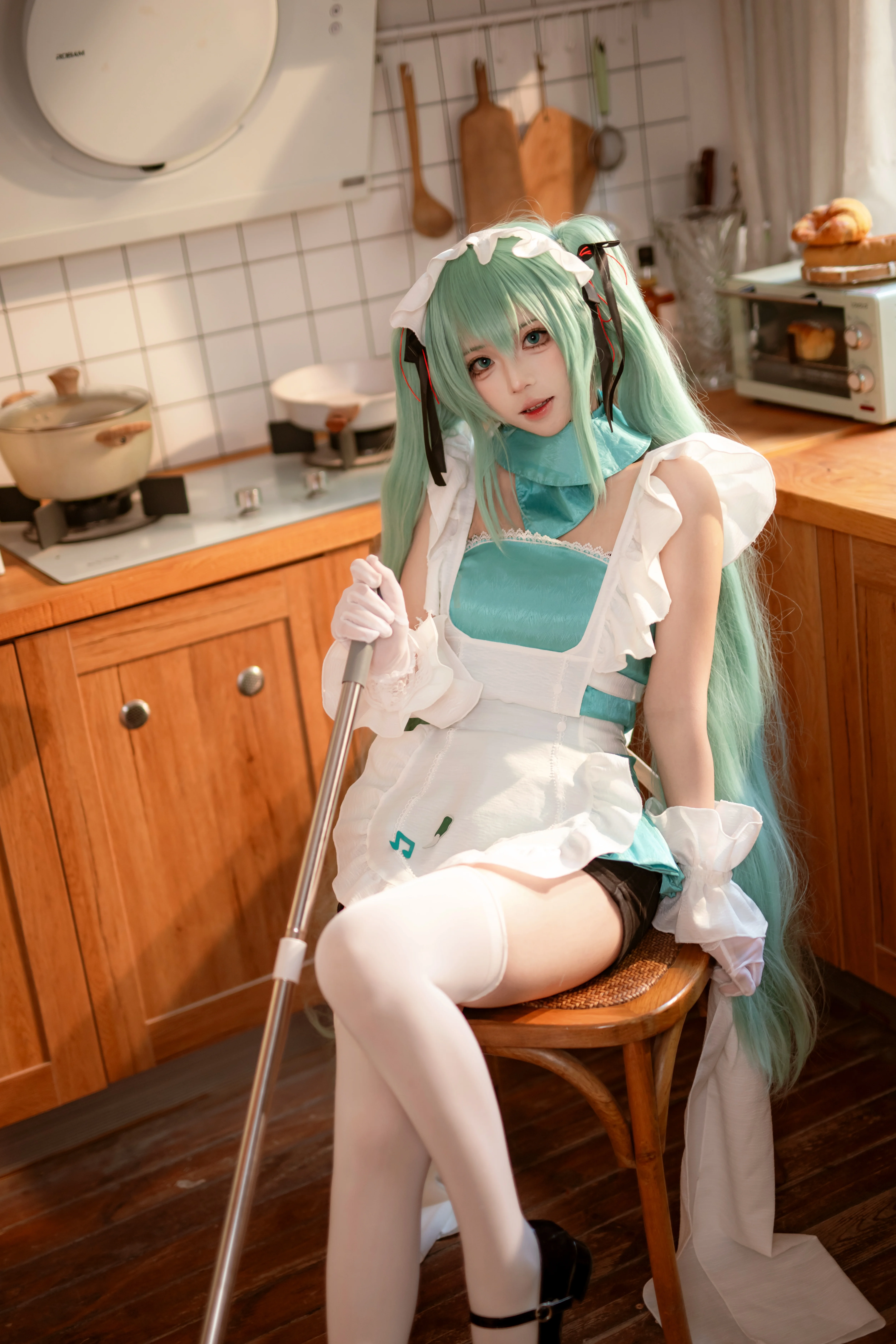 【初音未来cos】把厨房变成魔法阵，日常女仆初音营业 - 第 6 张