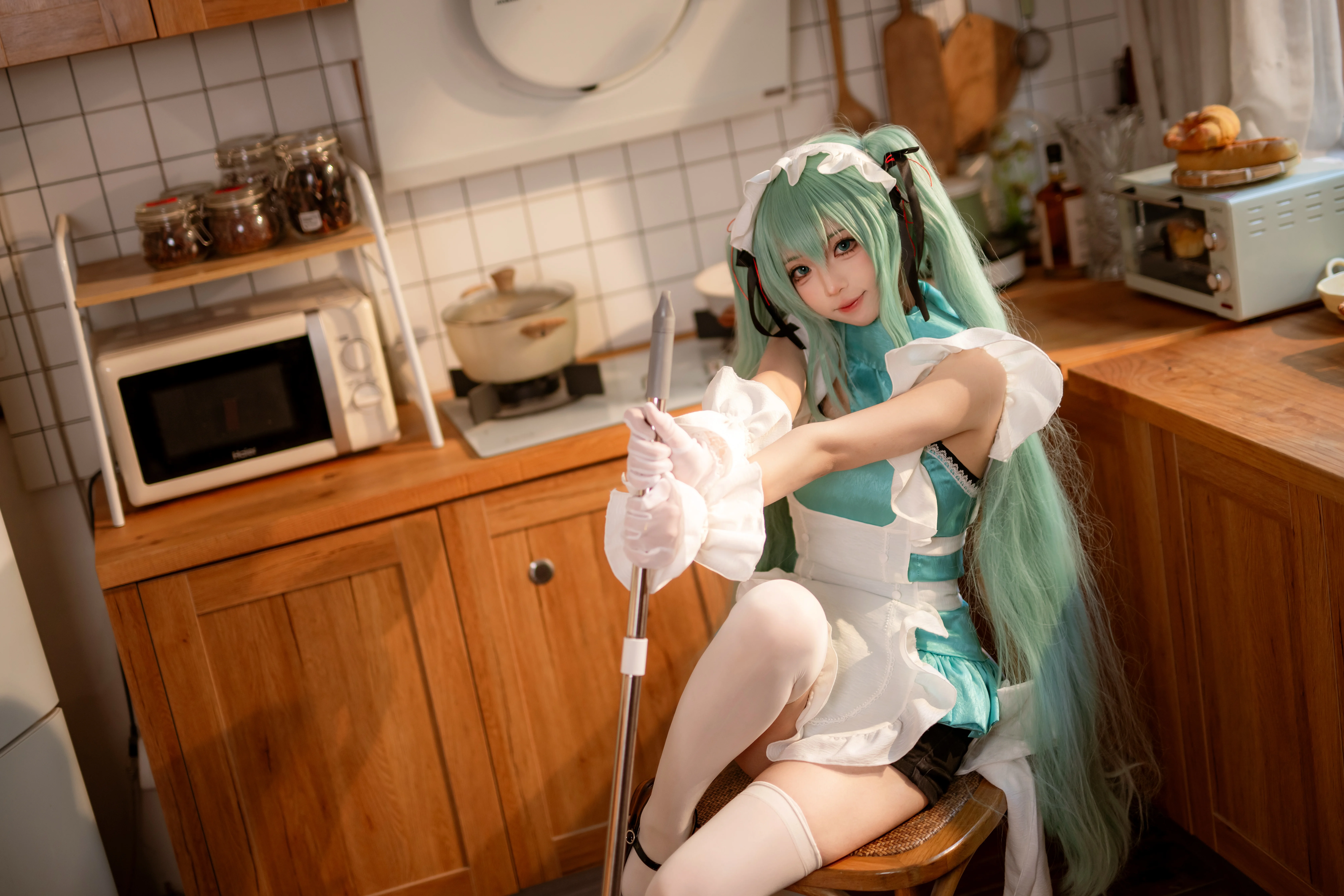 【初音未来cos】把厨房变成魔法阵，日常女仆初音营业 - 第 7 张