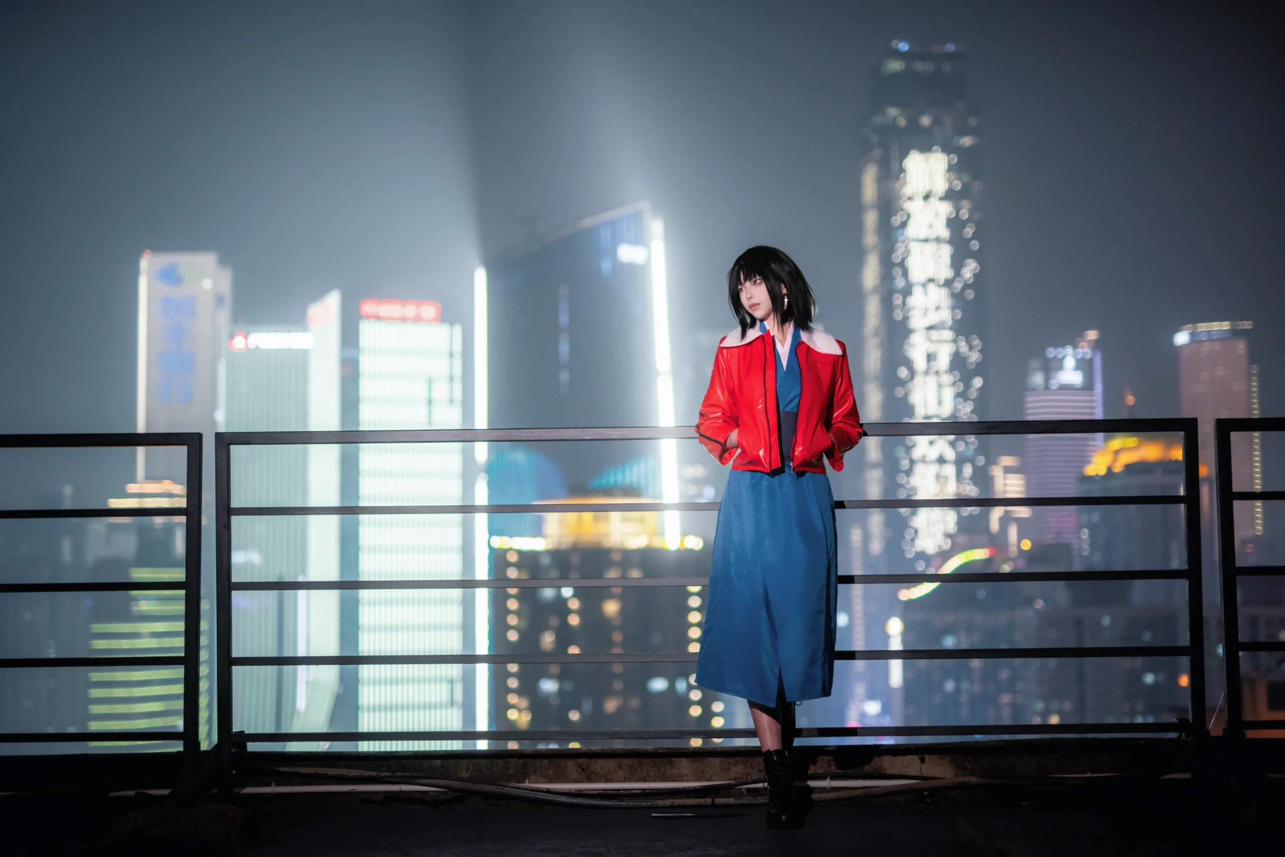 【两仪式cos】空之境界的夜晚，天台与风的交错 - 第 3 张