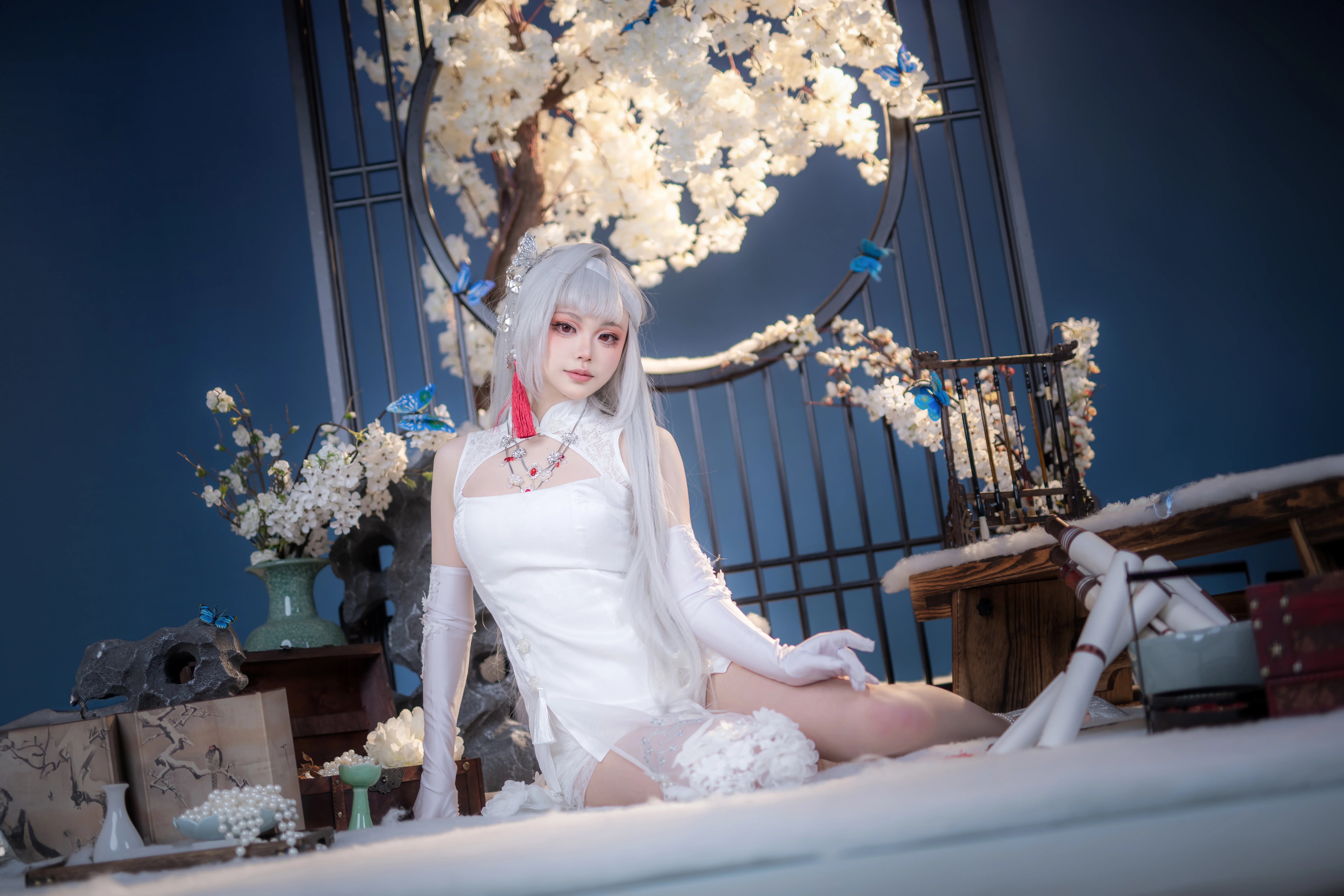 【神罚cos】胜利女神旗袍造型，纯白与中式古典的碰撞 - 第 3 张