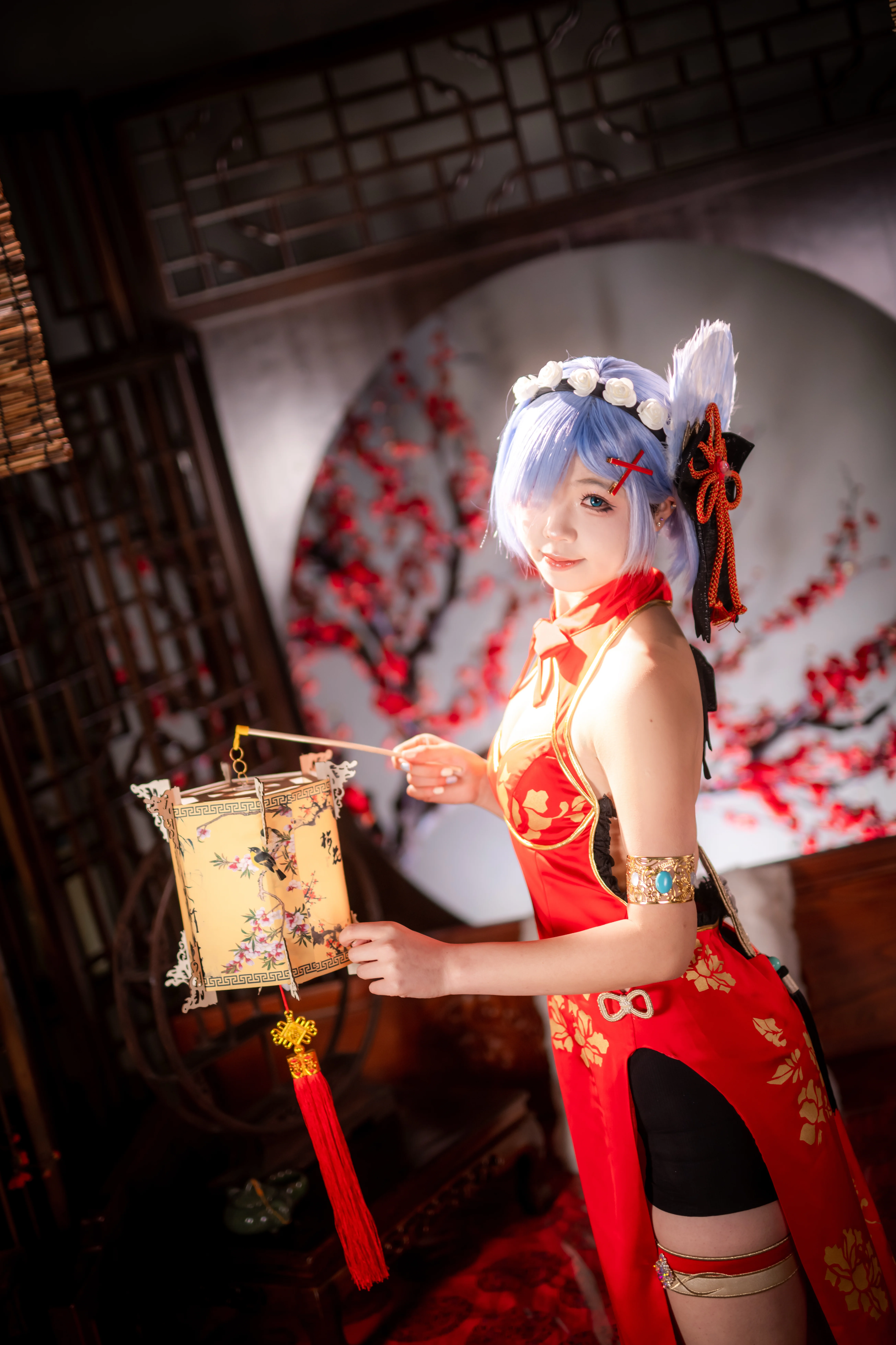【蕾姆cos】从零开始的异世界生活，红梅与中式庭院的旗袍演绎 - 第 1 张