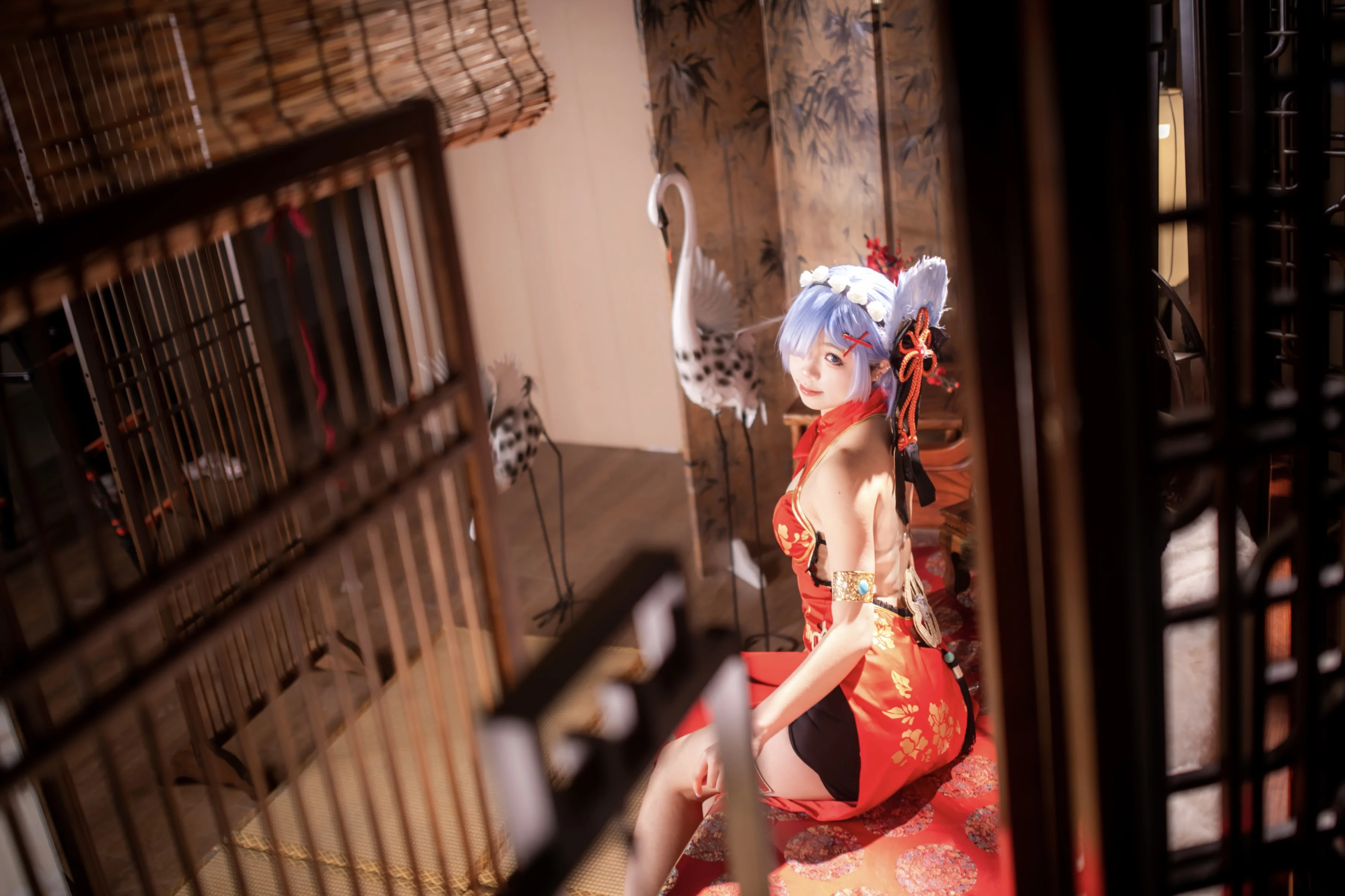 【蕾姆cos】从零开始的异世界生活，红梅与中式庭院的旗袍演绎 - 第 2 张