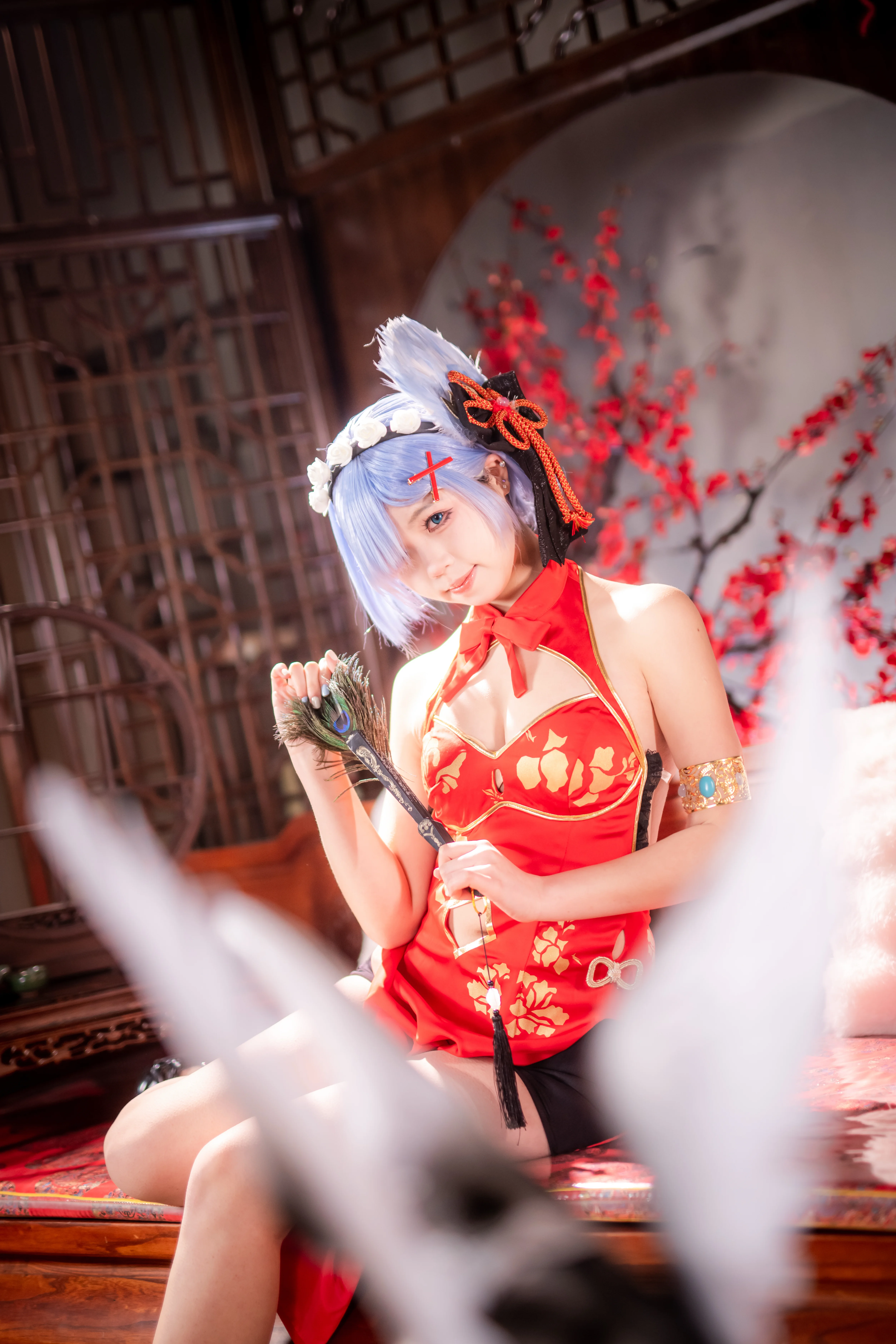 【蕾姆cos】从零开始的异世界生活，红梅与中式庭院的旗袍演绎 - 第 6 张