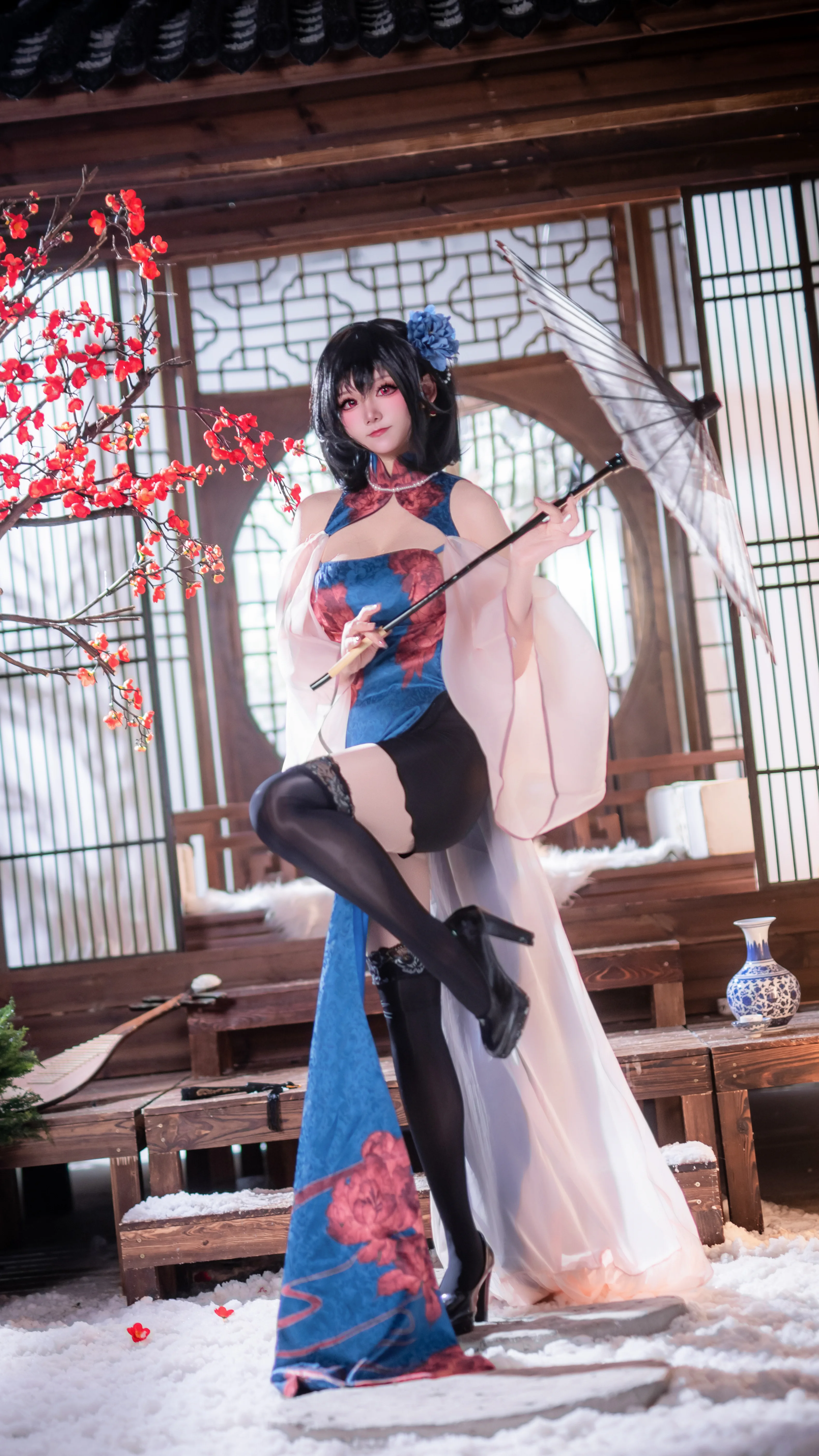 【建武cos】碧蓝航线，雪中红梅与国风旗袍 - 第 9 张