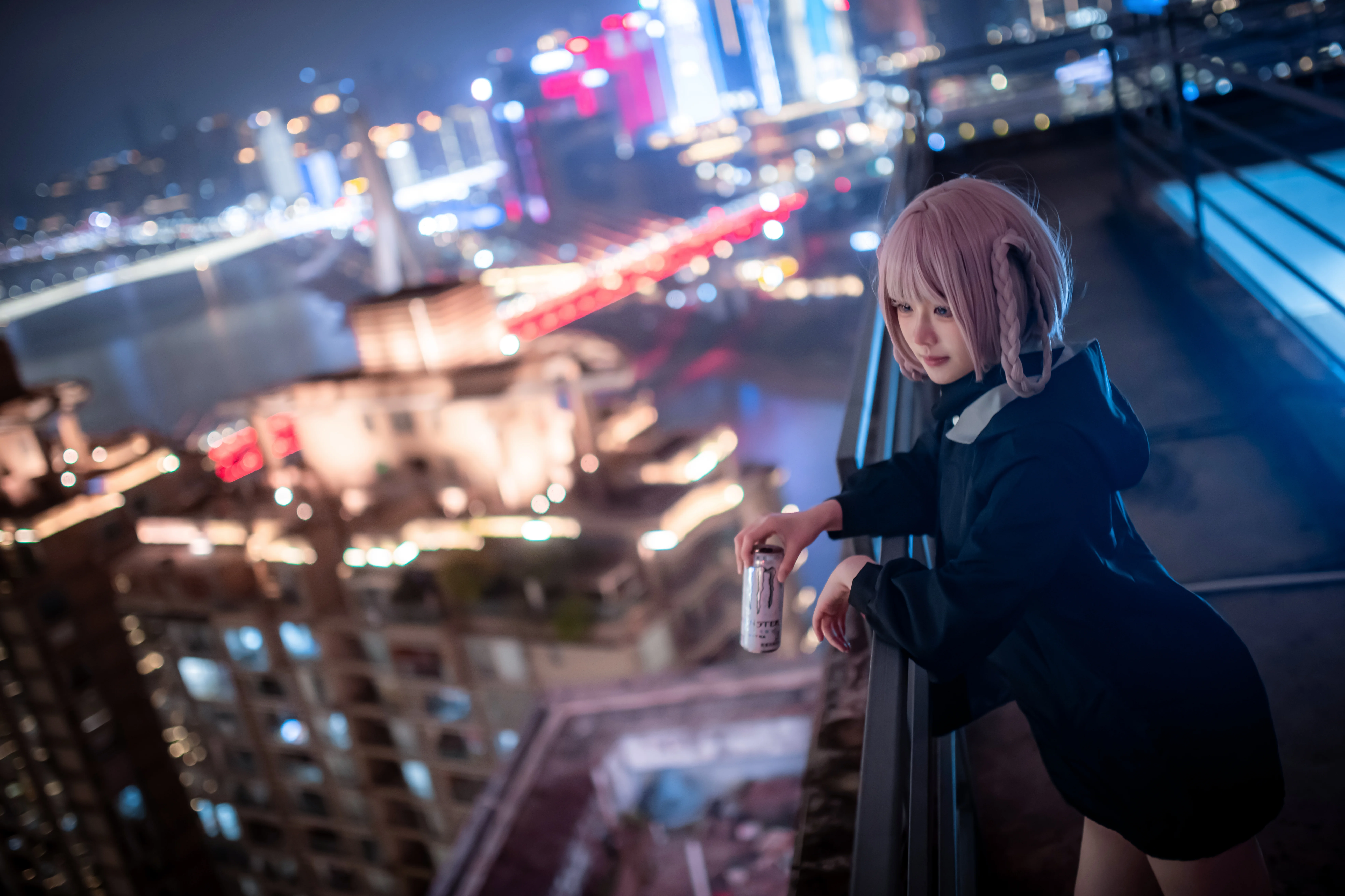 [Nanakusa Nazuna cosplay] Call of the Night, Urban Rooftop Night Scene Photoshoot - Image 5