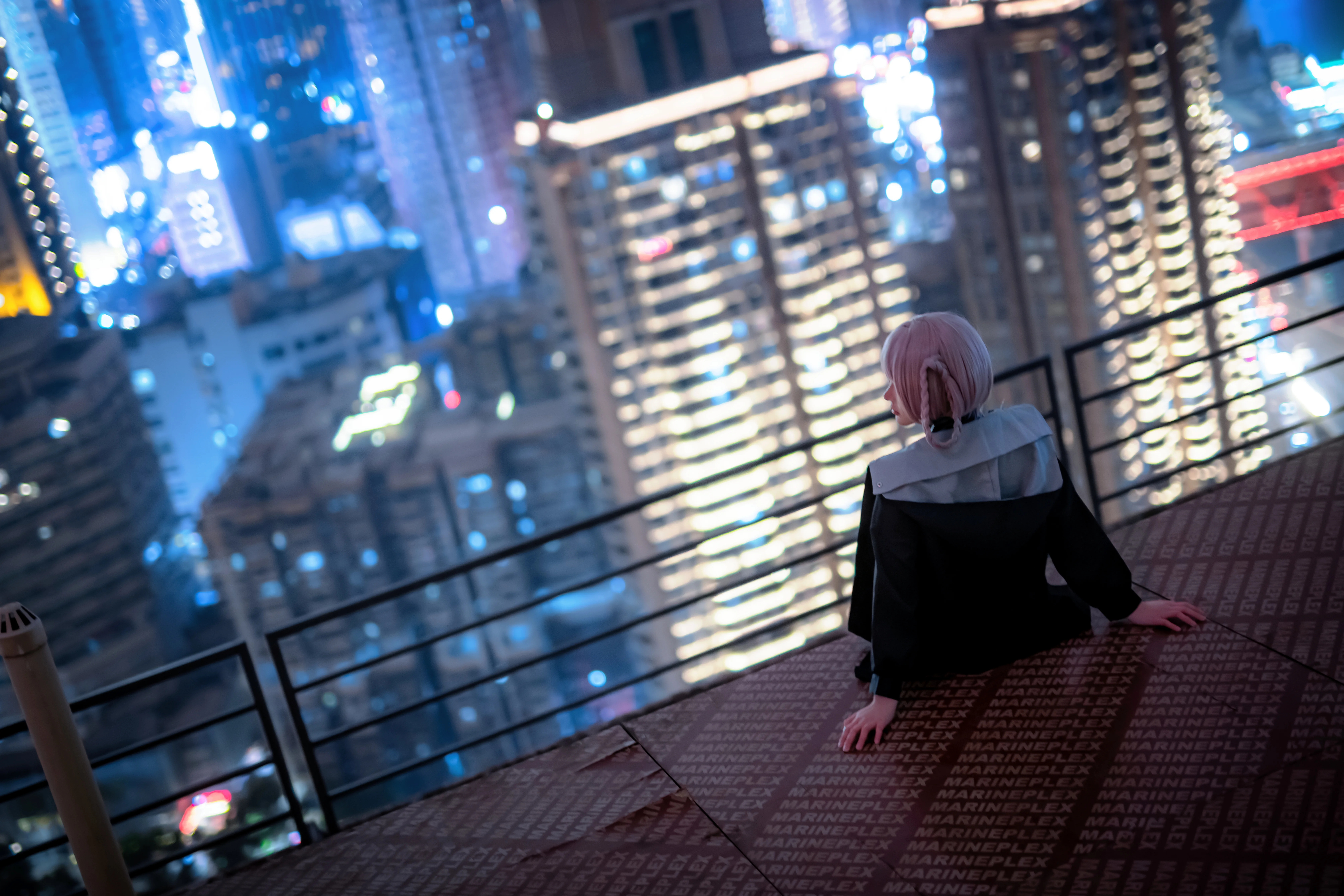 [Nanakusa Nazuna cosplay] Call of the Night, Urban Rooftop Night Scene Photoshoot - Image 8