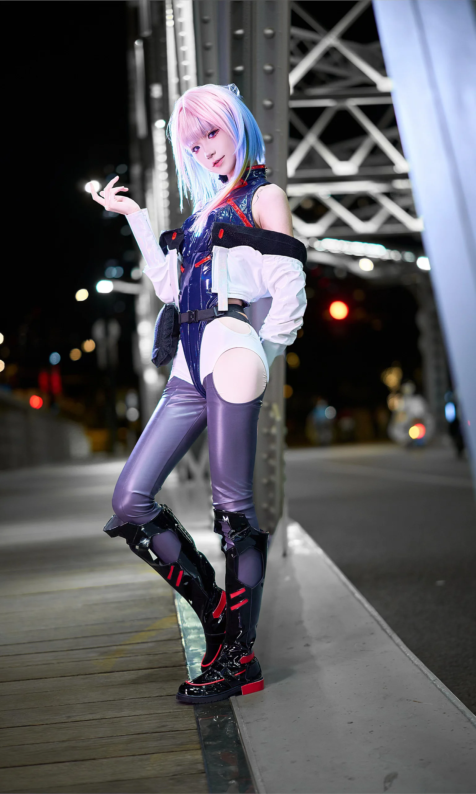 [Lucy Cosplay] Cyberpunk: Edgerunners Iron Bridge Night Scenery - Image 5