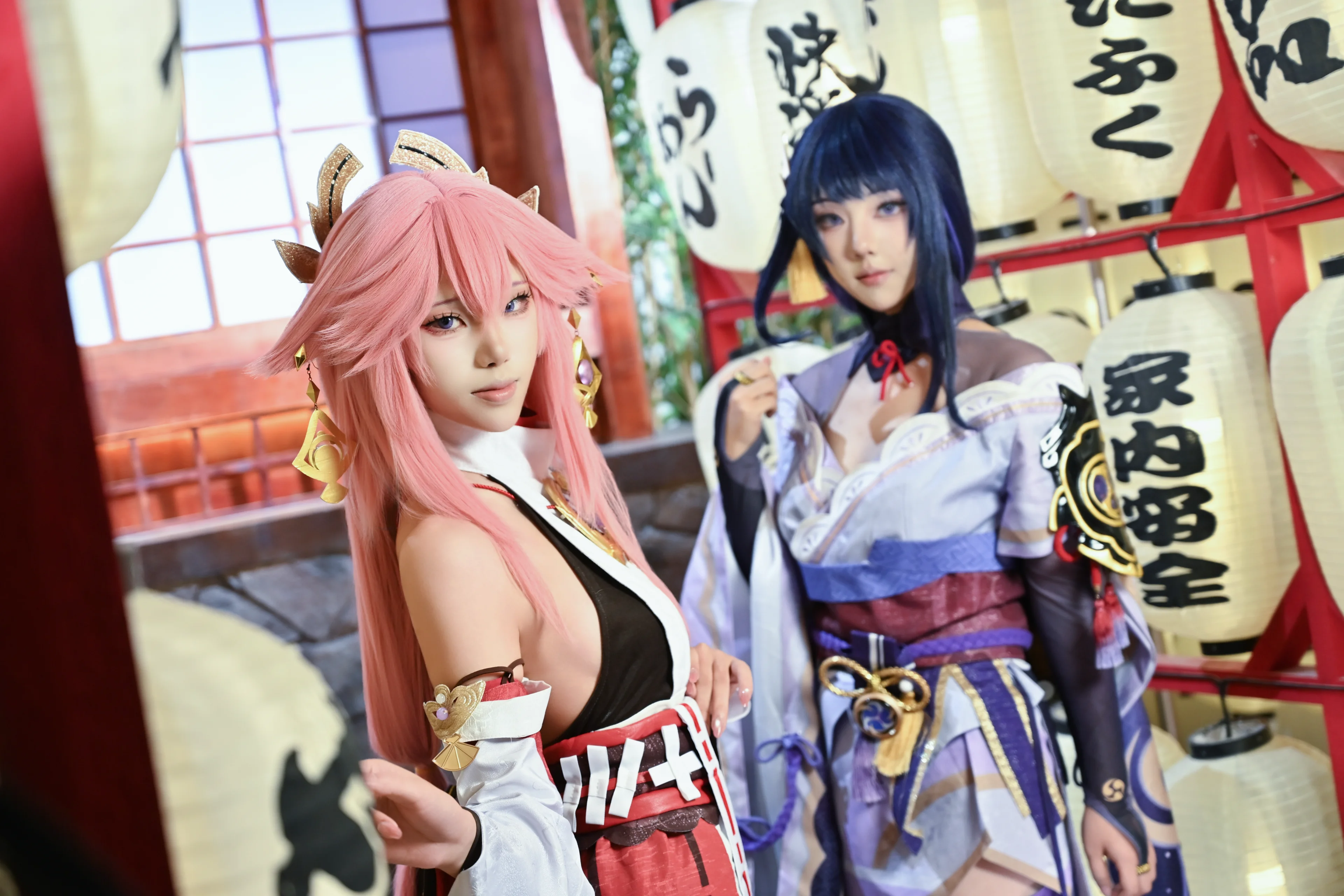 【八重神子＆雷電将軍コスプレ】鳴神組の和风神社の一日 - 1 枚目