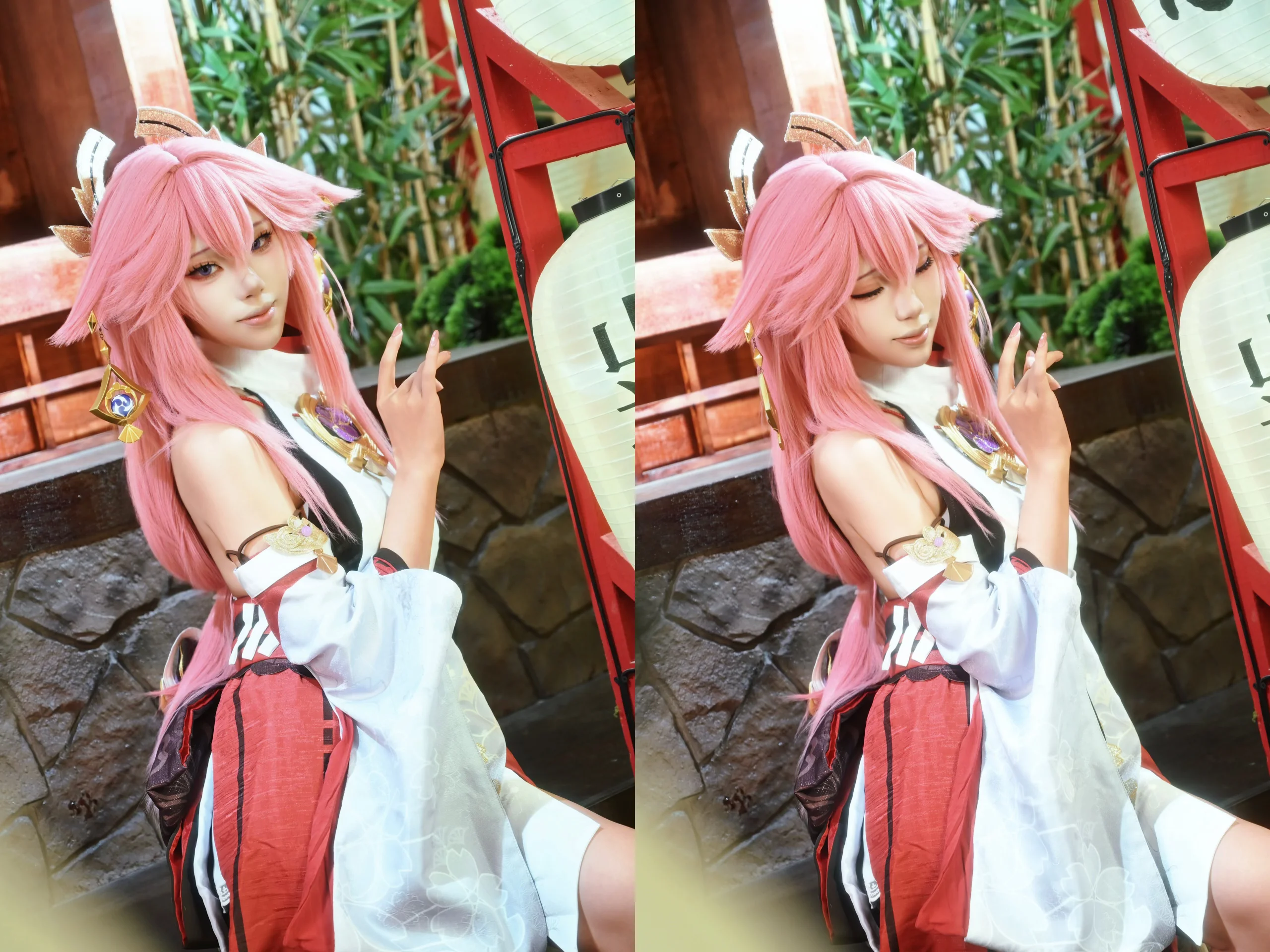 【八重神子＆雷電将軍コスプレ】鳴神組の和风神社の一日 - 4 枚目