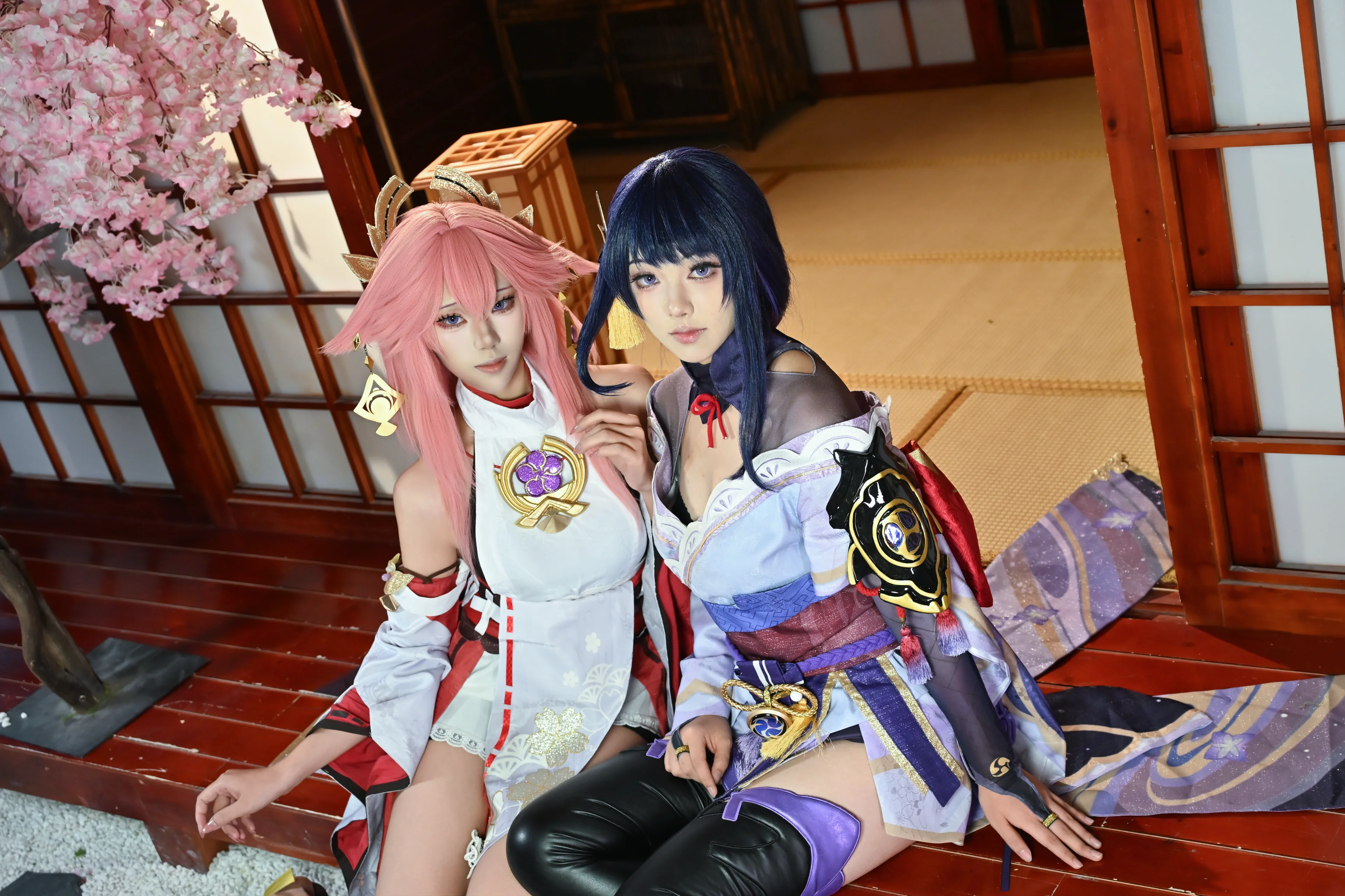【八重神子＆雷電将軍コスプレ】鳴神組の和风神社の一日 - 7 枚目
