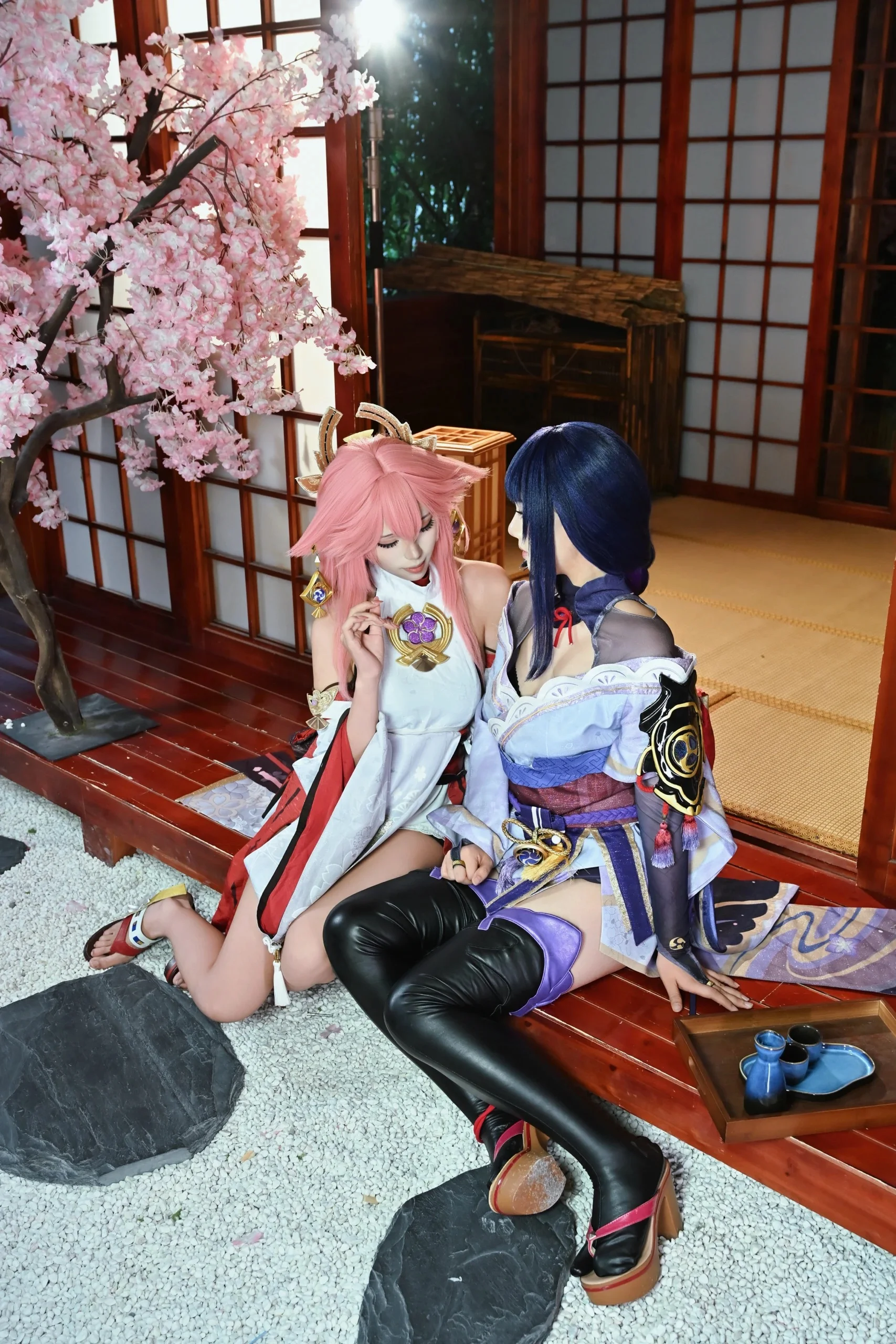 【八重神子＆雷電将軍コスプレ】鳴神組の和风神社の一日 - 8 枚目