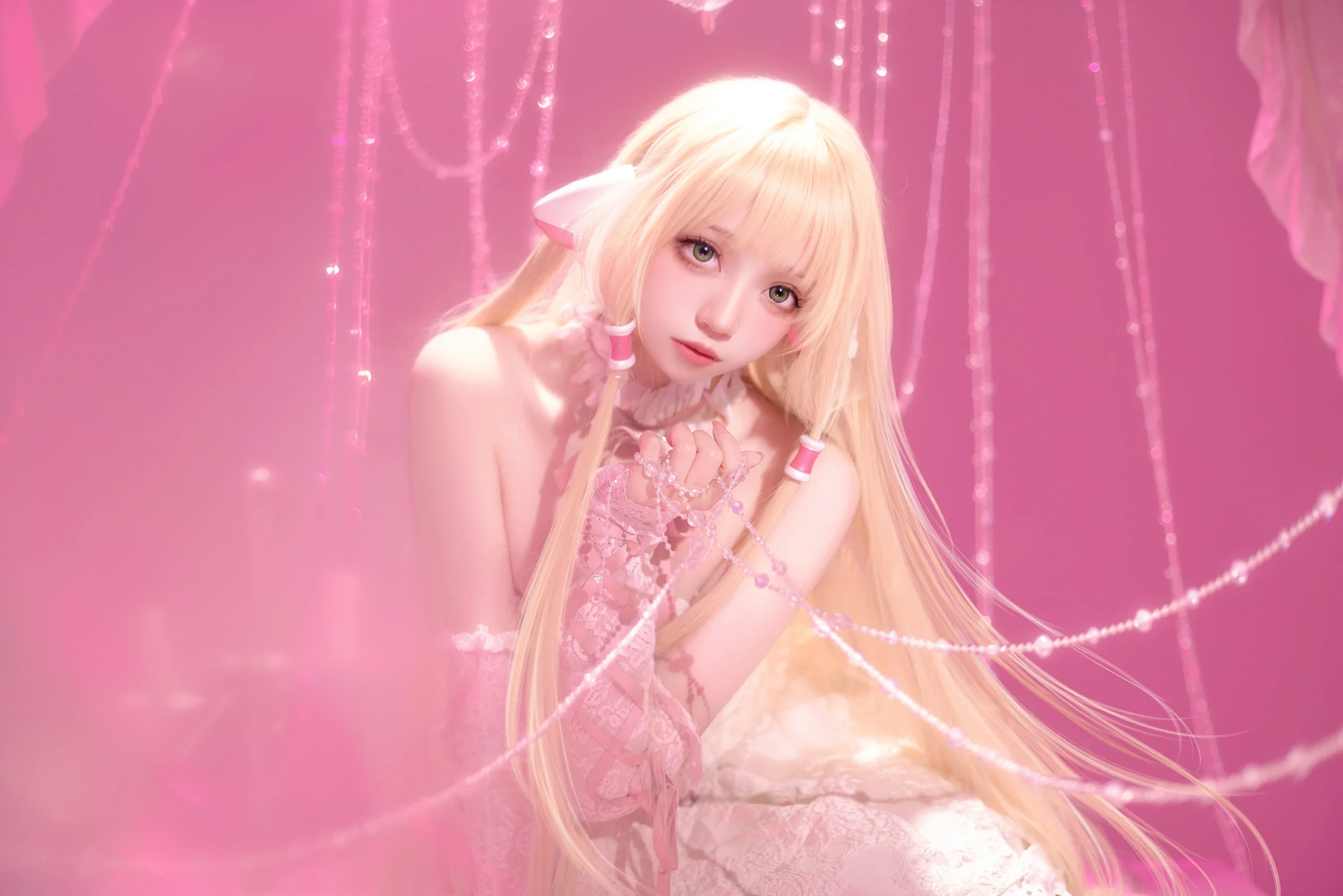 【小叽cos】人形电脑天使心，粉色帷幕下的纯净天使 - 第 14 张