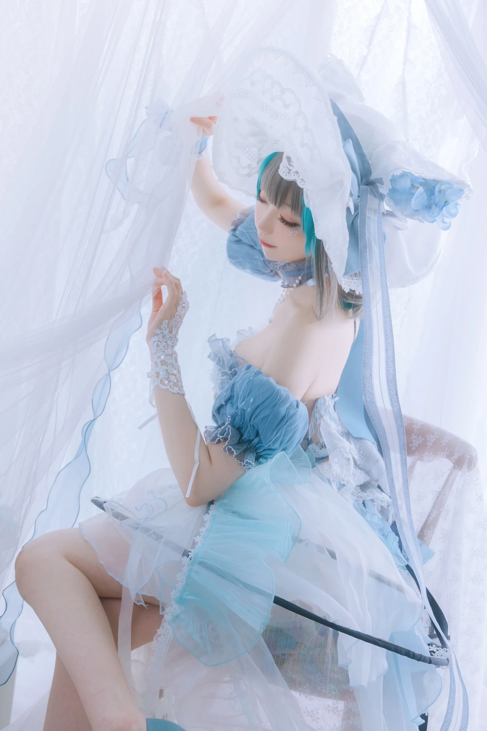 【柴郡cos】碧蓝航线，藏在蓝白洋装里的慵懒感 - 第 7 张