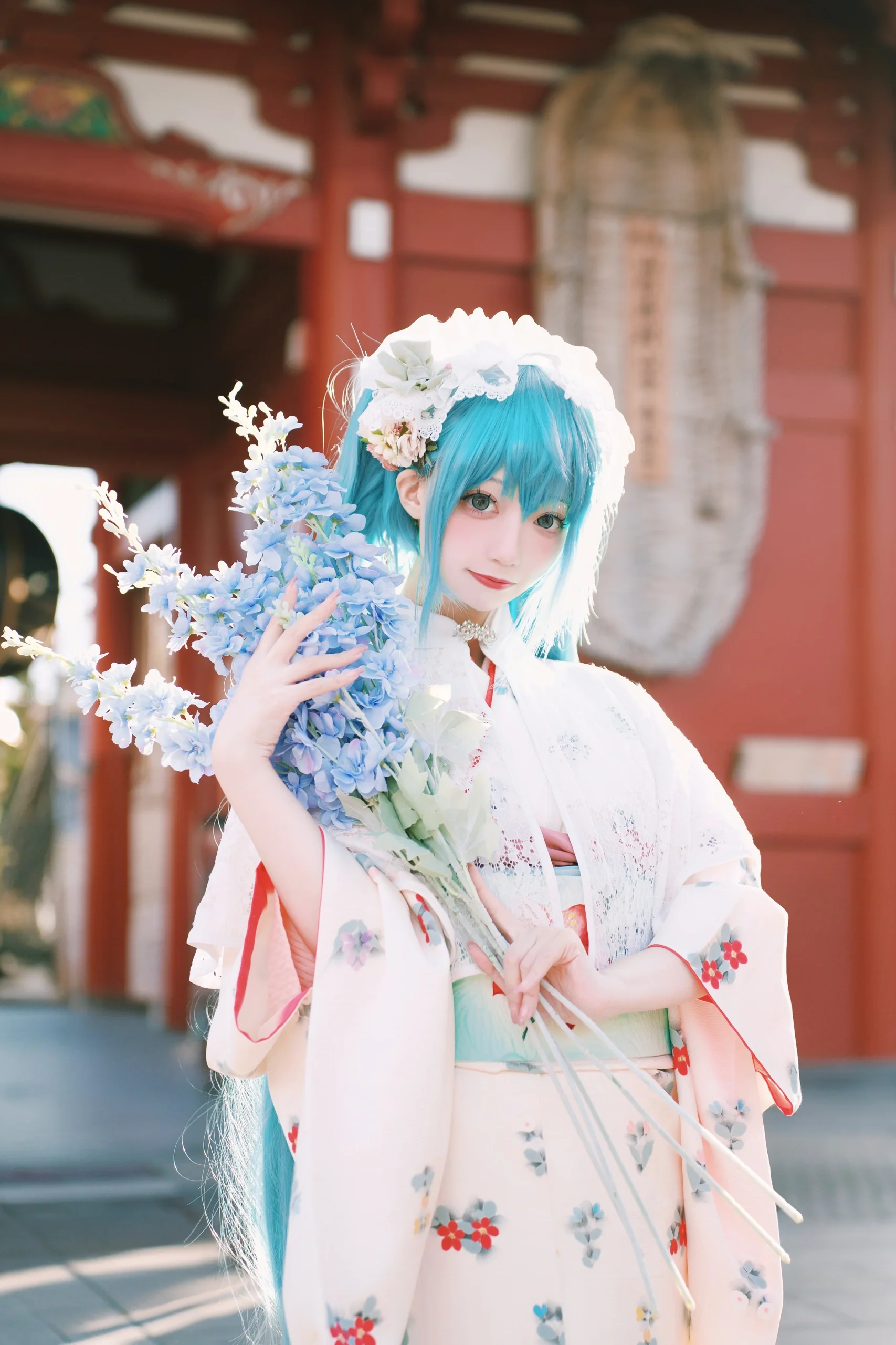 【初音未来cos】浅草寺的晴空下，私设和服初音 - 第 1 张