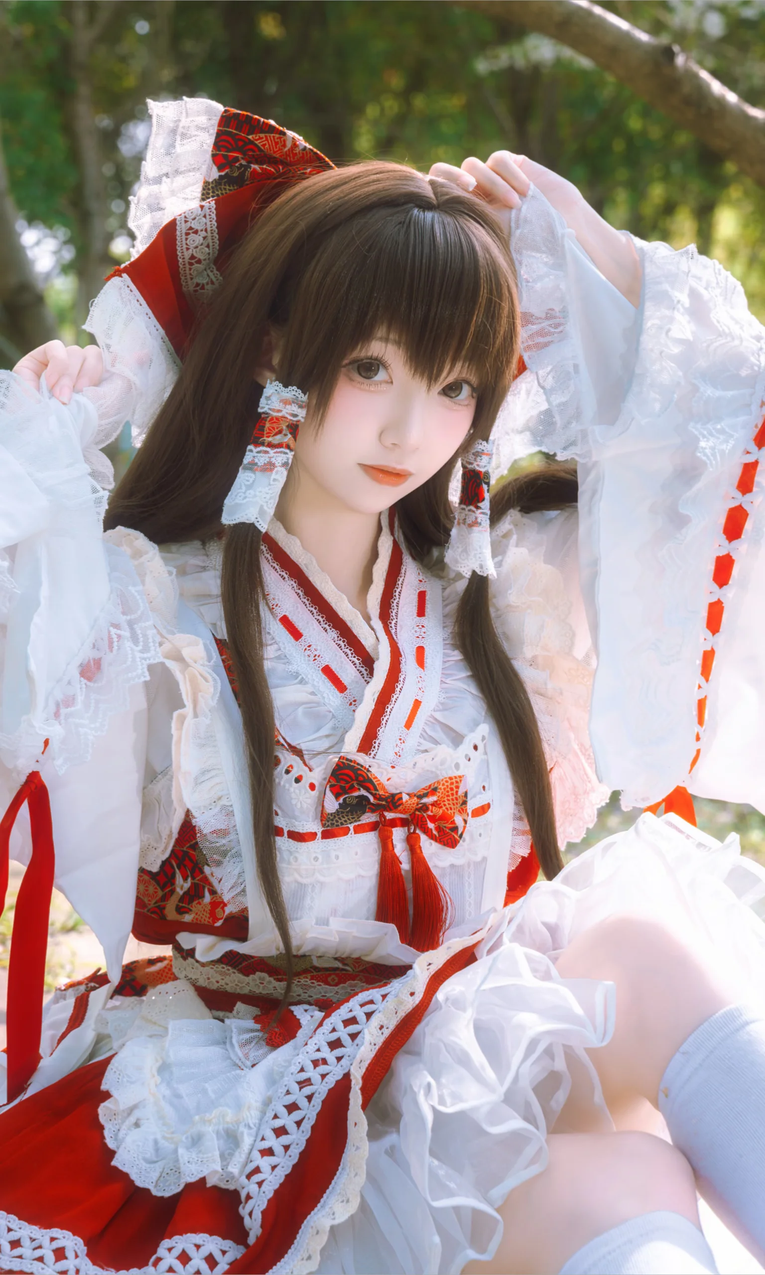 【博丽灵梦cos】东方project的红白巫女，林间横屏散步记录 - 第 8 张