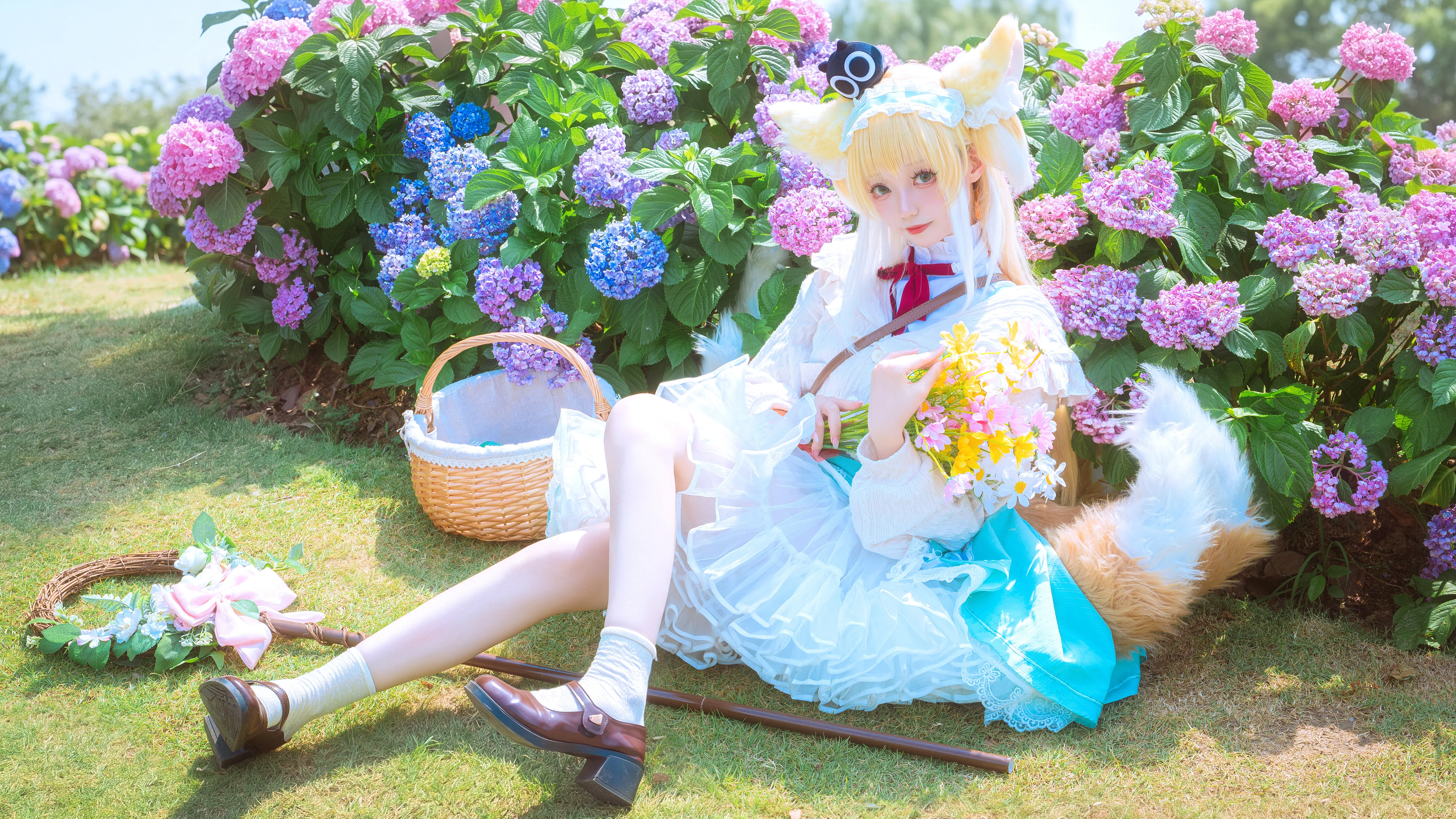 【铃兰cos】明日方舟春之颂，绣球花丛里的小时光