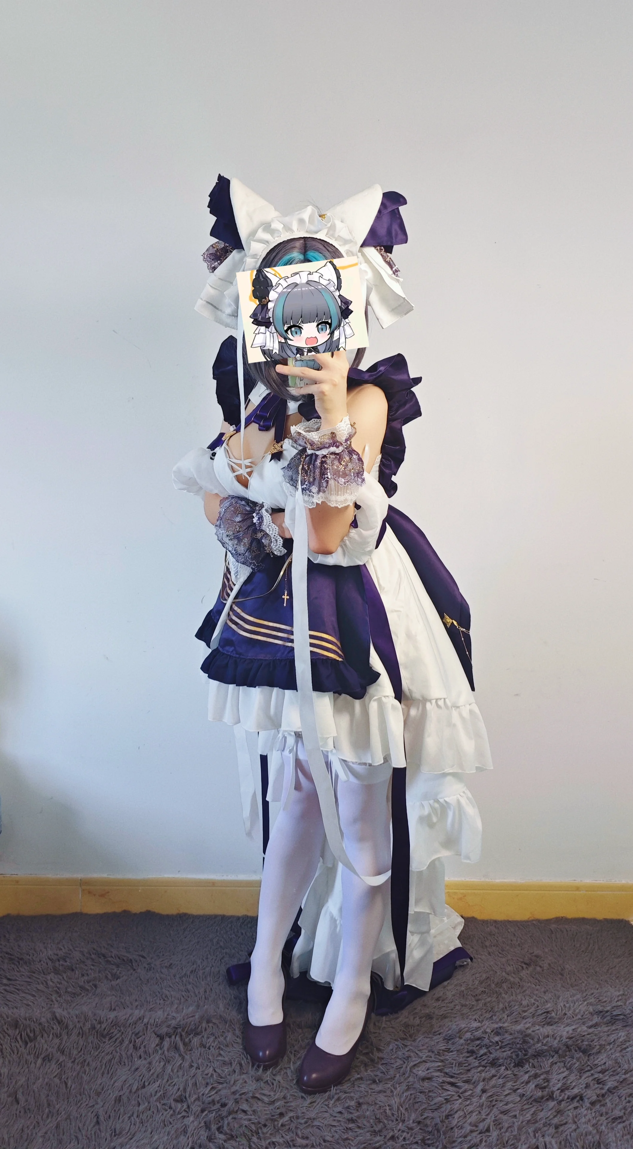 【柴郡cos】深蓝与纯白的猫娘女仆，试着捕捉一点静谧感 - 第 2 张
