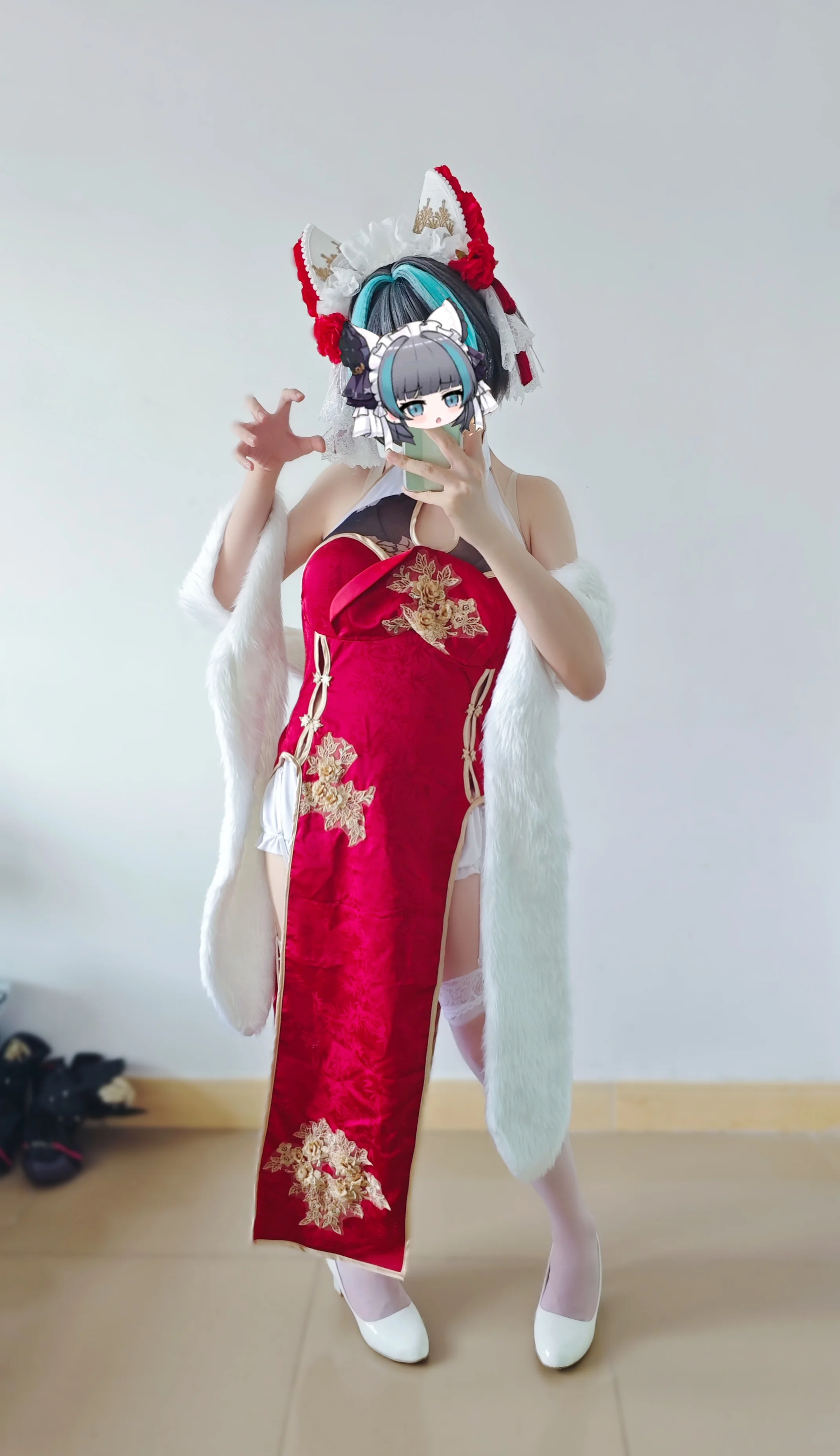 【碧蓝航线柴郡cos】穿上一袭红旗袍的猫猫