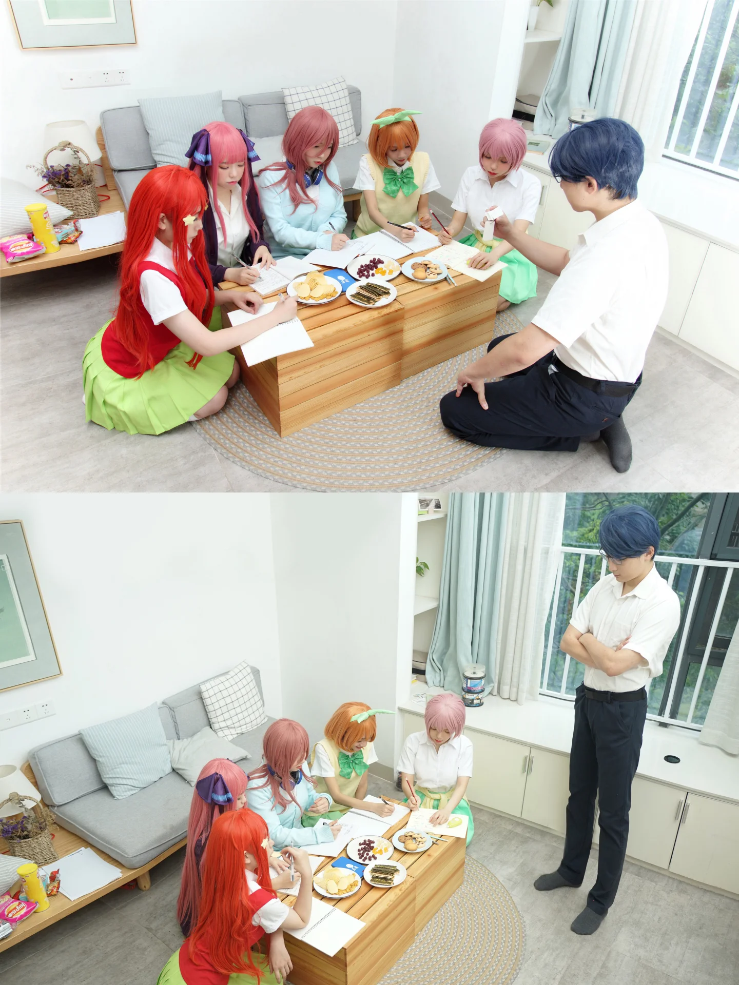【五等分的花嫁cos】五姐妹同框，还原学习小组日常 - 第 2 张