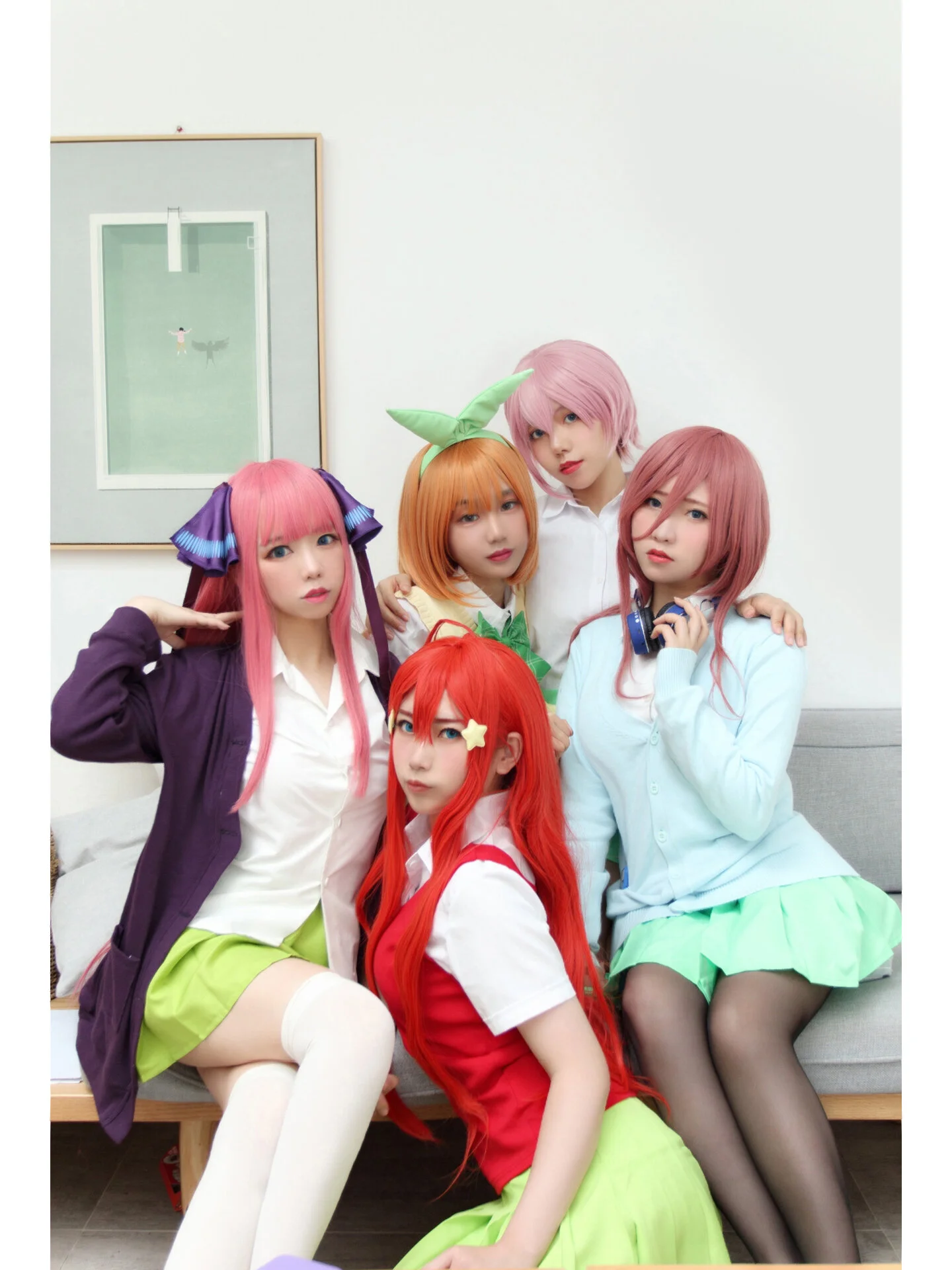 【五等分的花嫁cos】五姐妹同框，还原学习小组日常 - 第 3 张