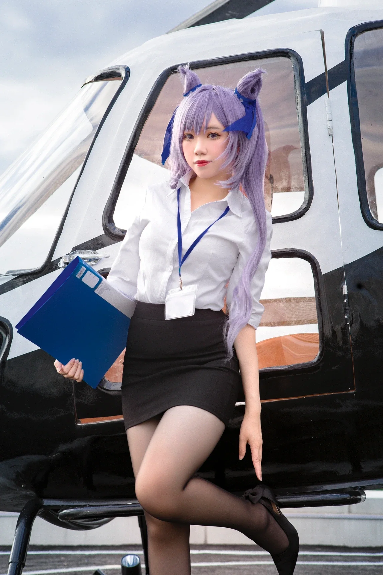 【刻晴cos】原神玉衡星与现代OL黑丝制服的混搭尝试 - 第 3 张