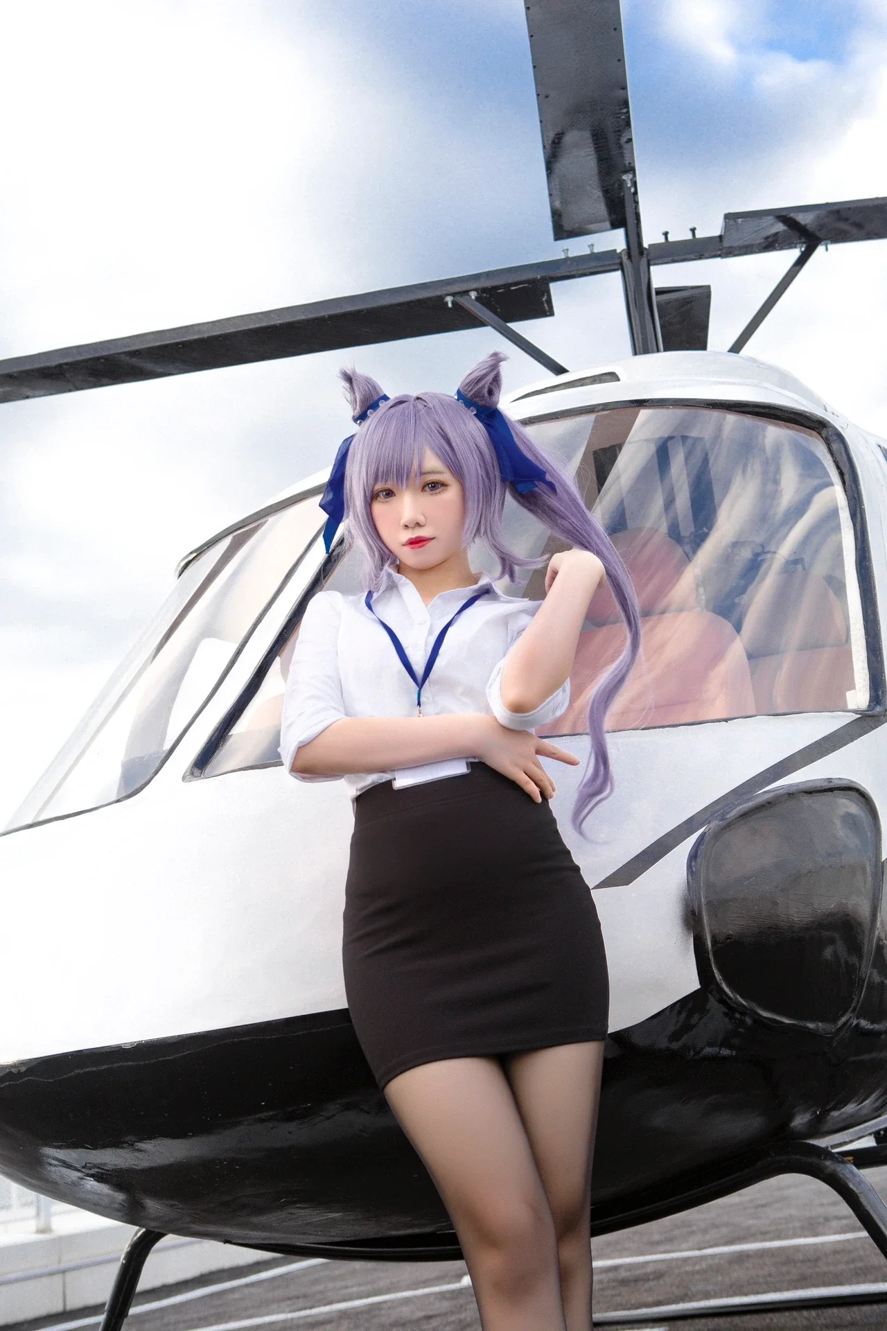 【刻晴cos】原神玉衡星与现代OL黑丝制服的混搭尝试 - 第 4 张
