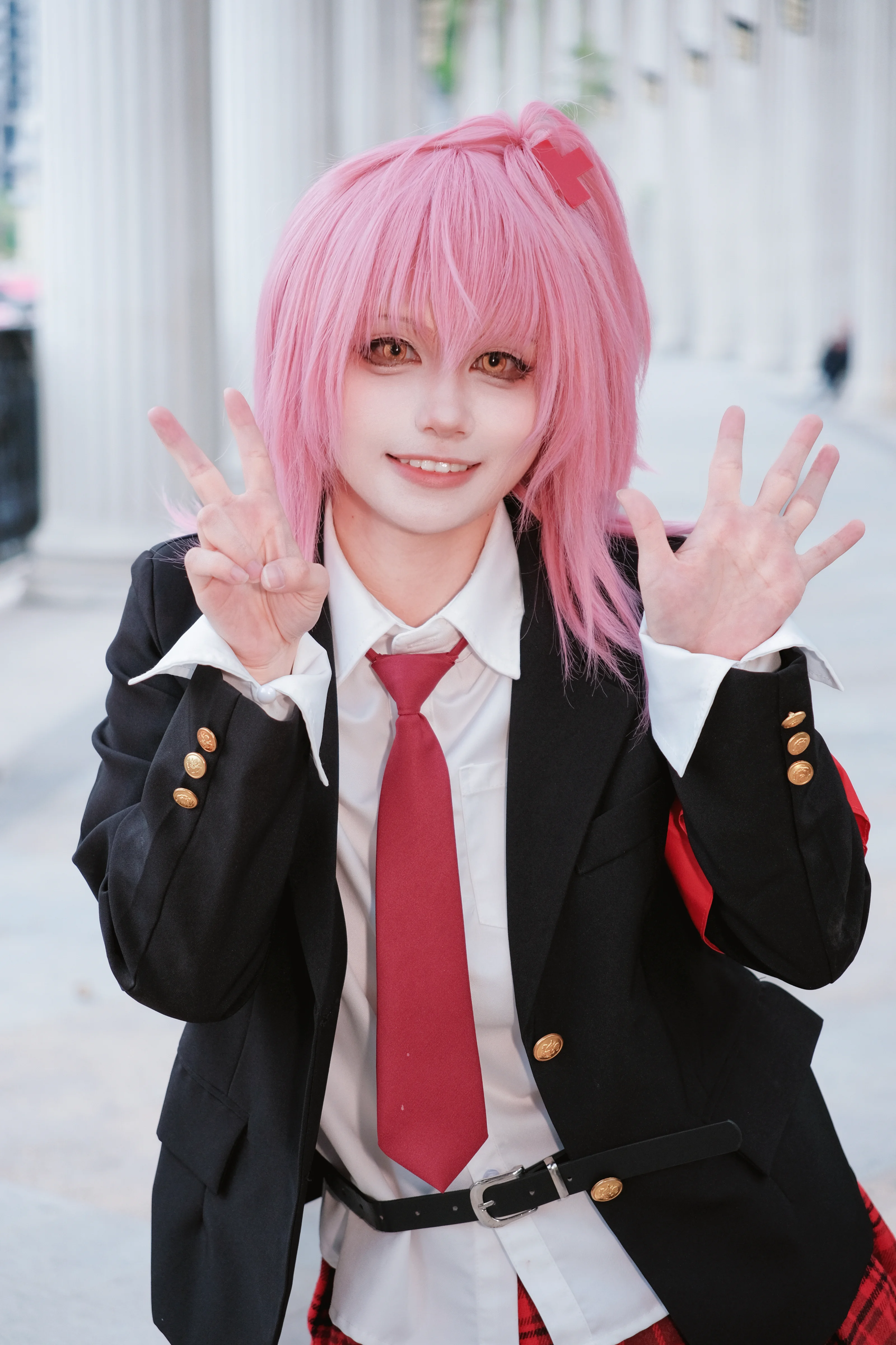 【日奈森亞夢cos】守護甜心聖夜小學，粉紅短髮與格子裙的元氣日常 - 第 9 張