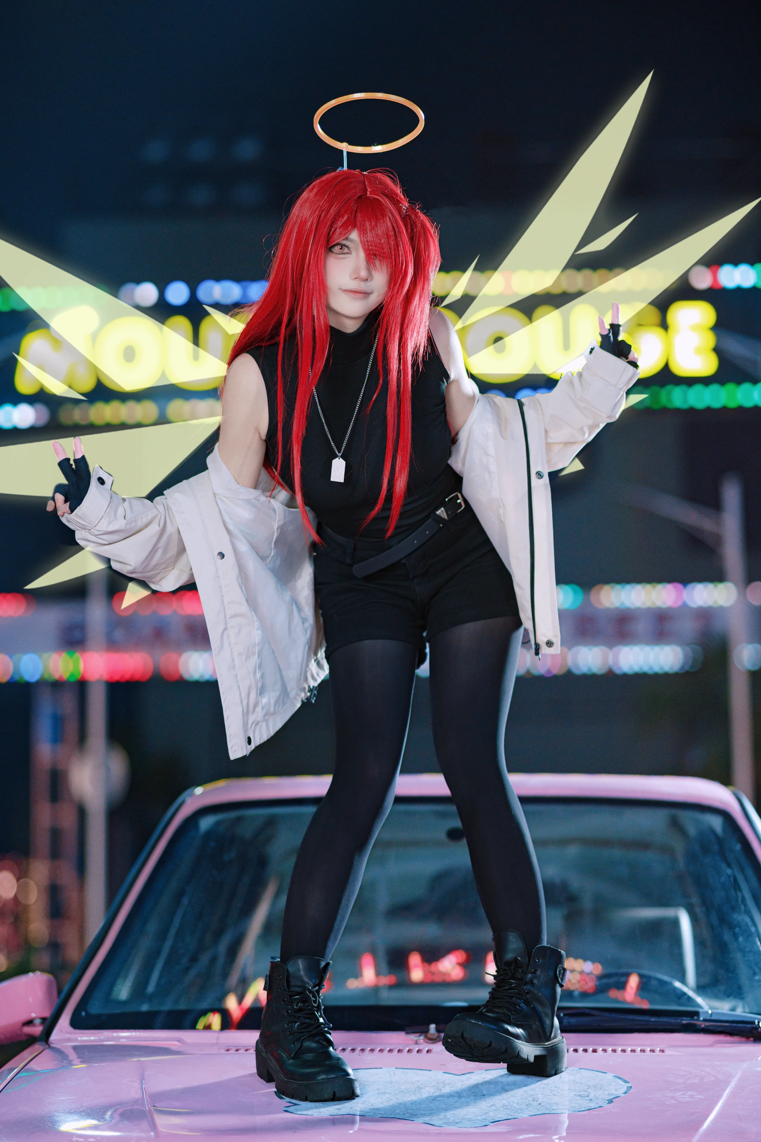 【能天使cos】夜色街头与粉色小车的随性记录 - 第 1 张