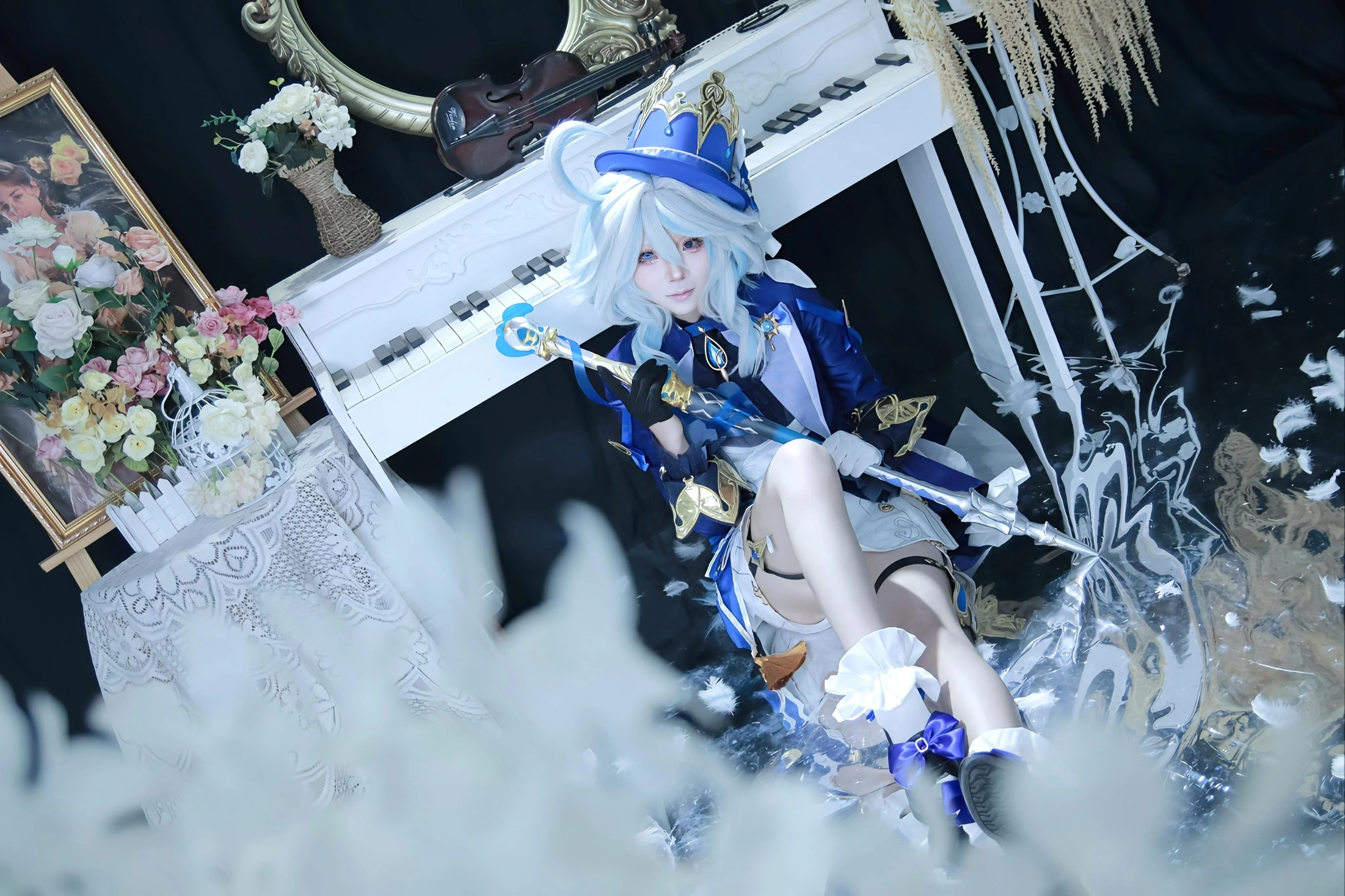 【芙宁娜cos】在纯白与幽蓝中，邂逅舞台上的水神大人