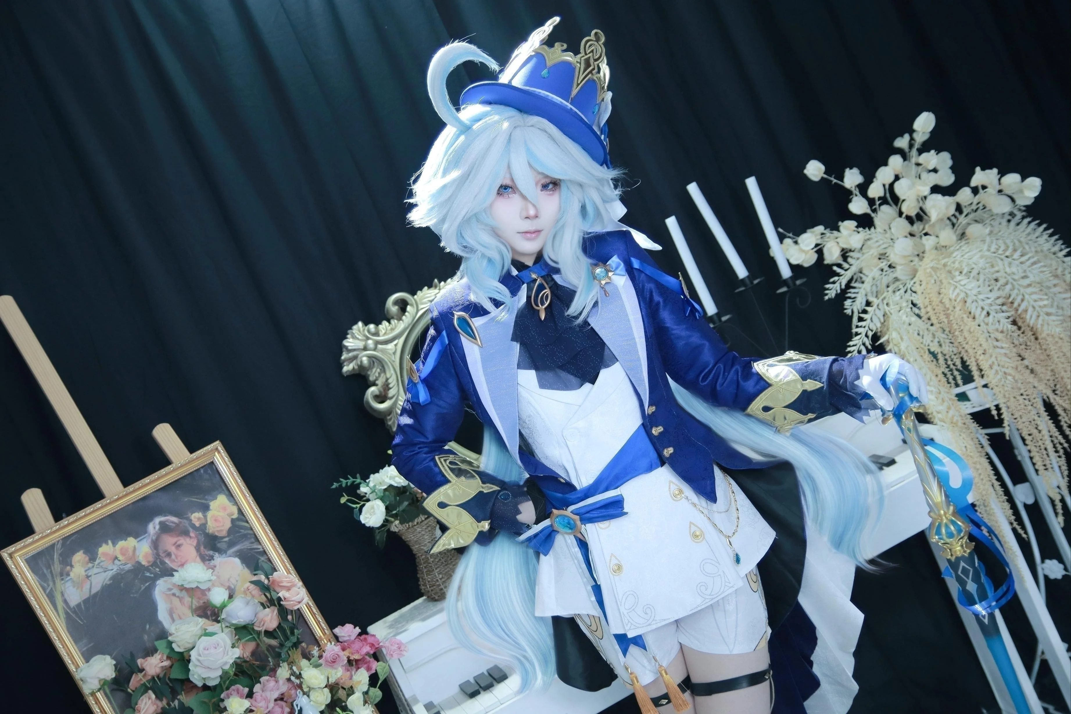 【フリーナ コスプレ】純白と深い青の世界で、ステージに立つ水の女神様に出会う - 10 枚目