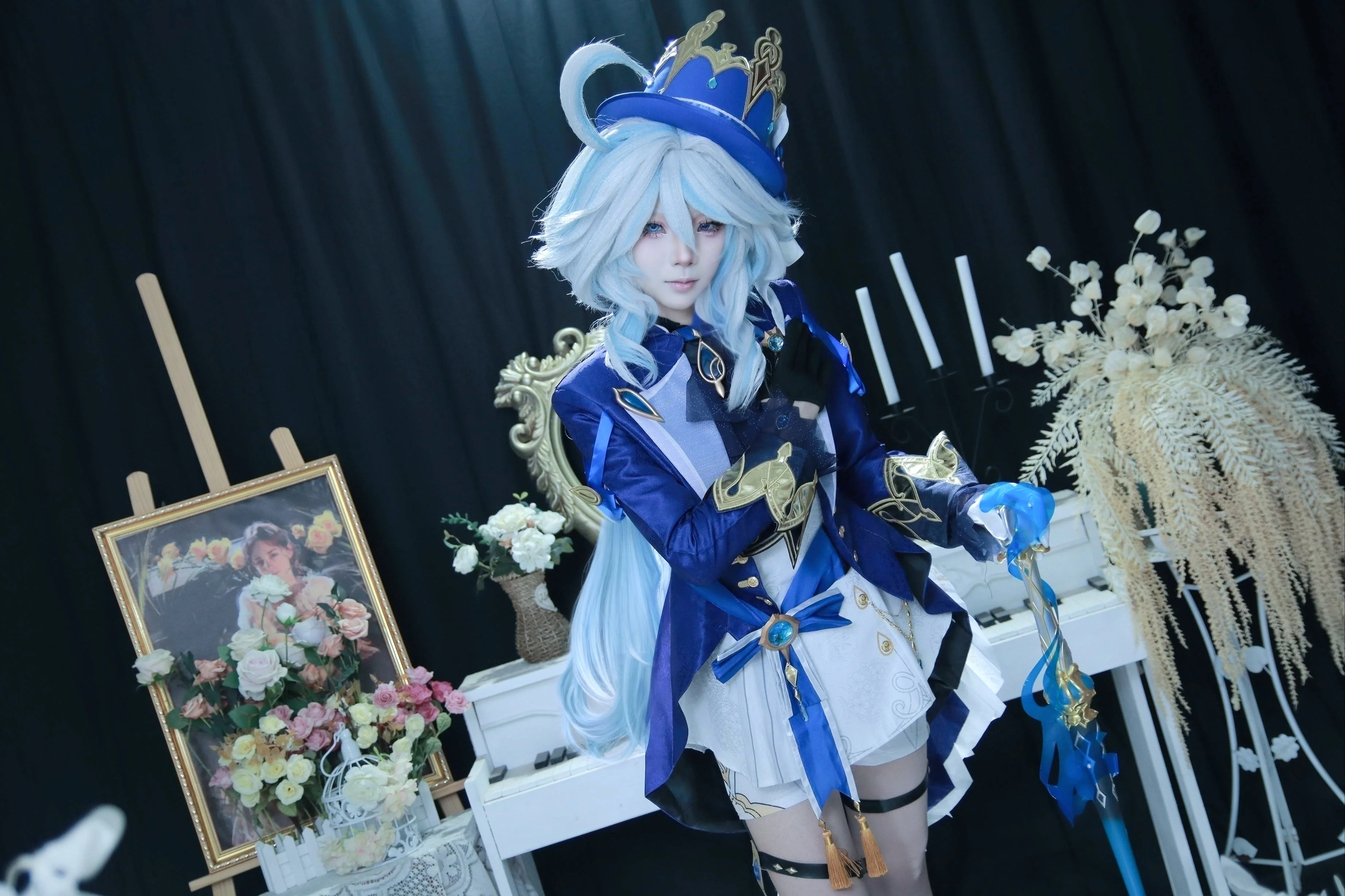 【フリーナ コスプレ】純白と深い青の世界で、ステージに立つ水の女神様に出会う - 8 枚目