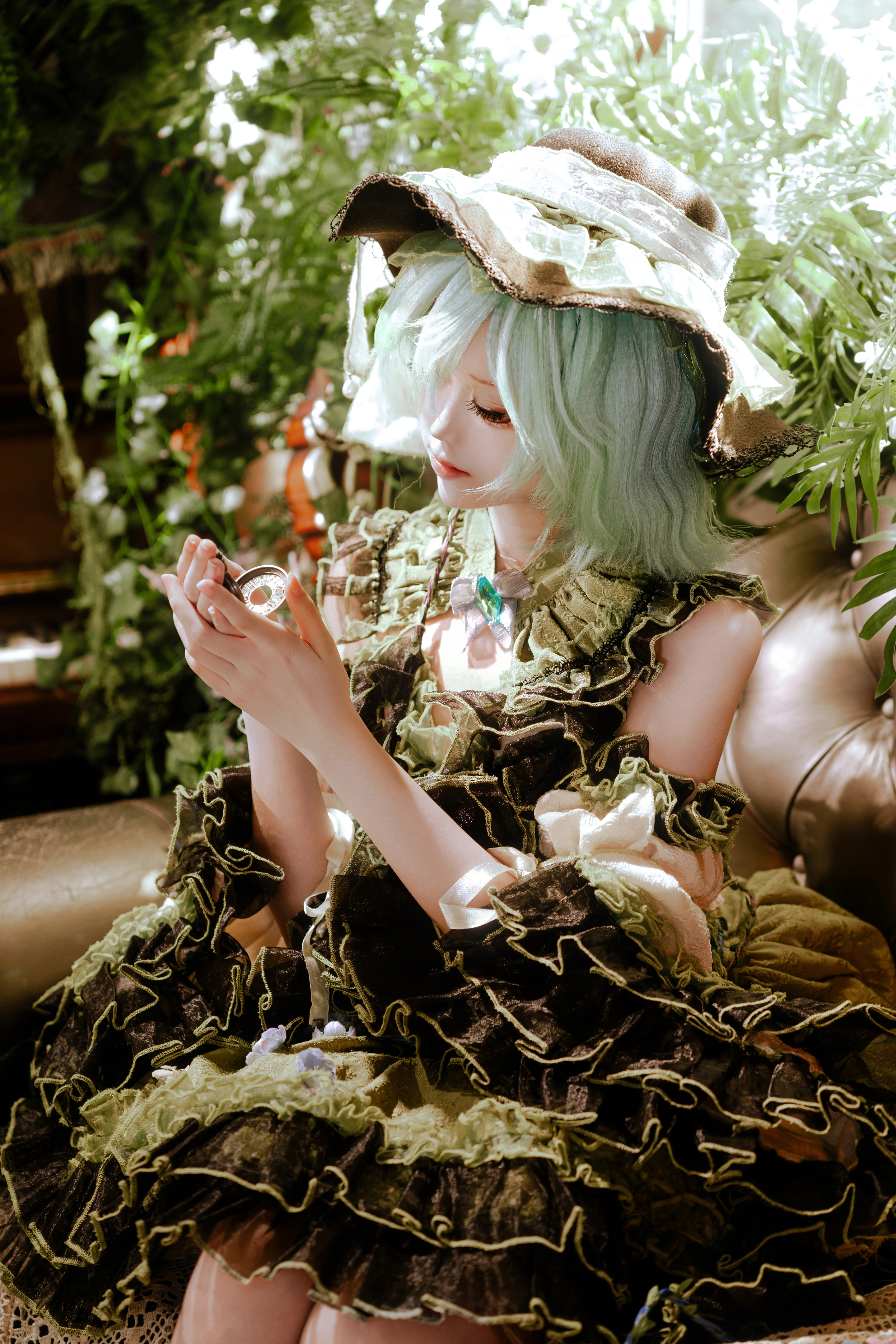 【古明地恋cos】东方project 在复古琴房遇见薄荷绿午后 - 第 1 张
